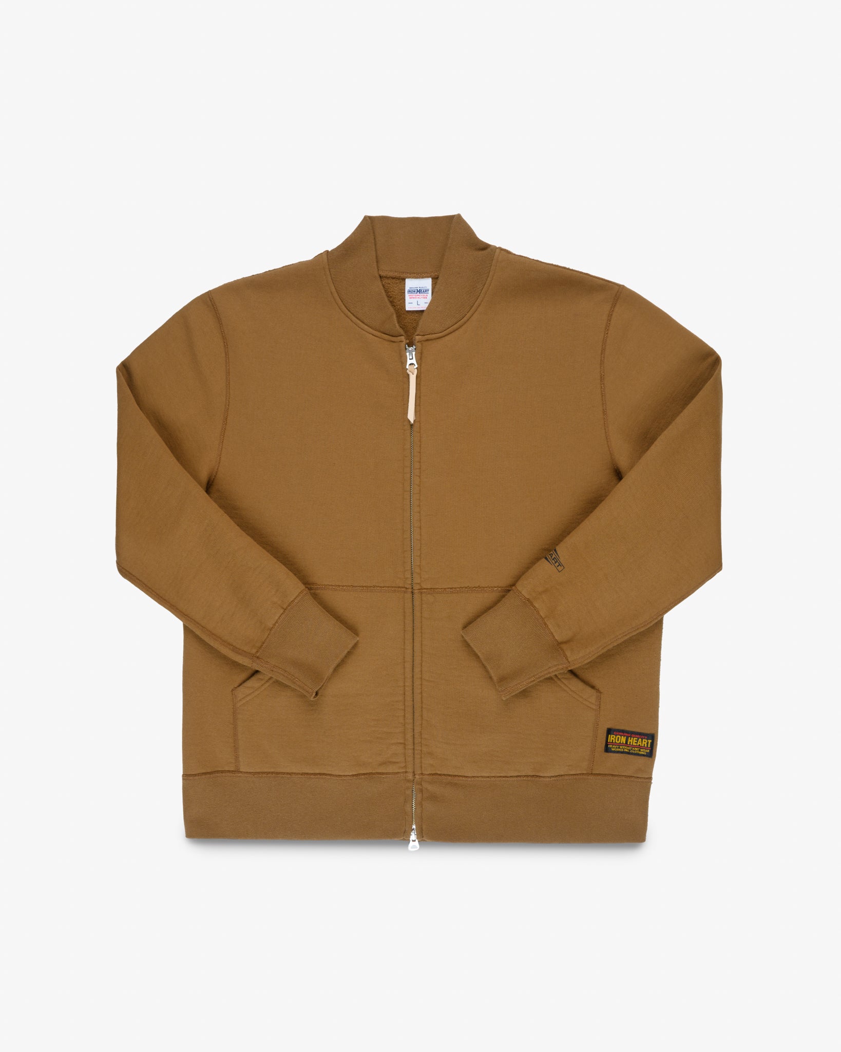 14oz Ultra Heavyweight Loopwheel Cotton Zip Up Award Sweater - Brown