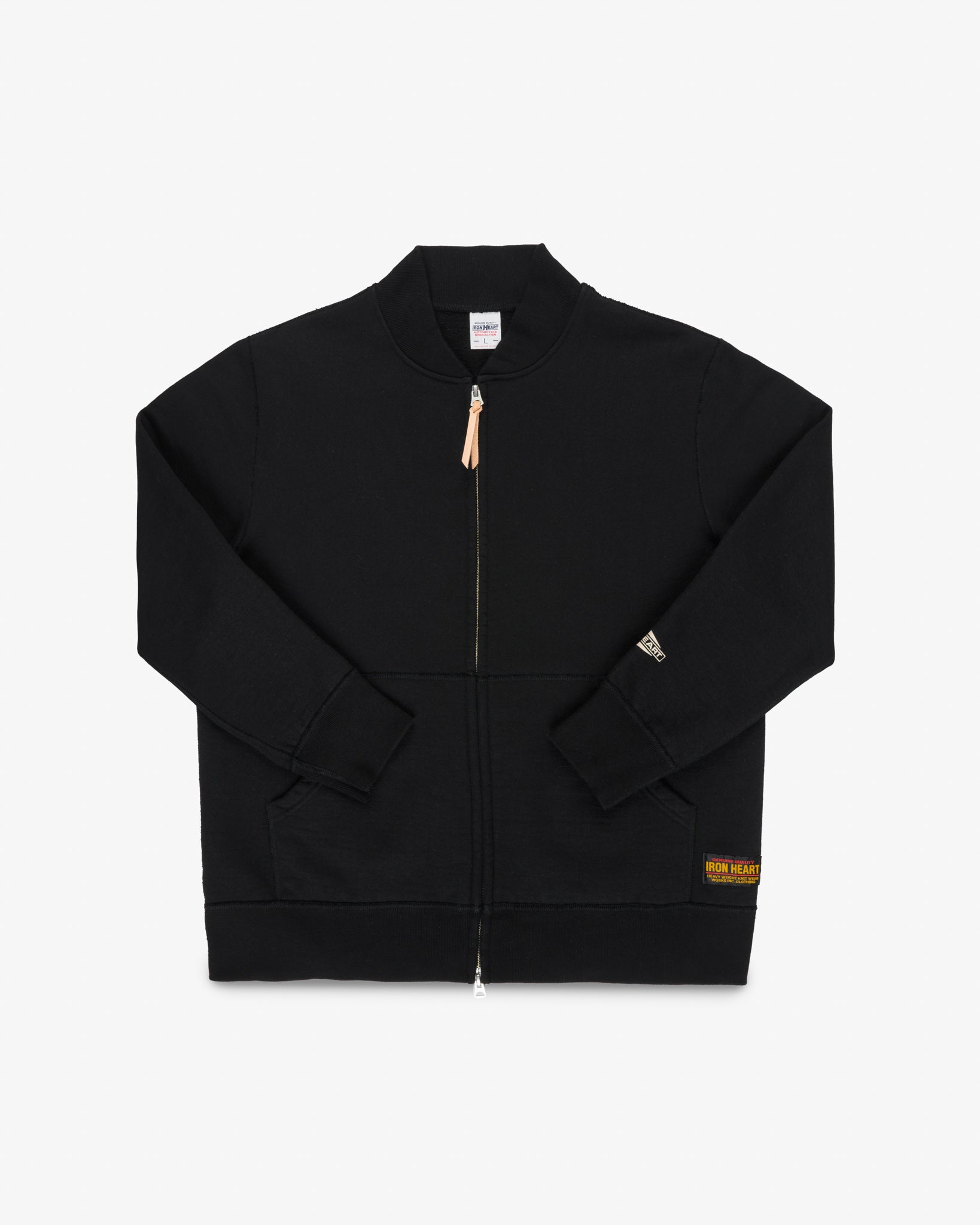 14oz Ultra Heavyweight Loopwheel Cotton Zip Up Award Sweater - Black