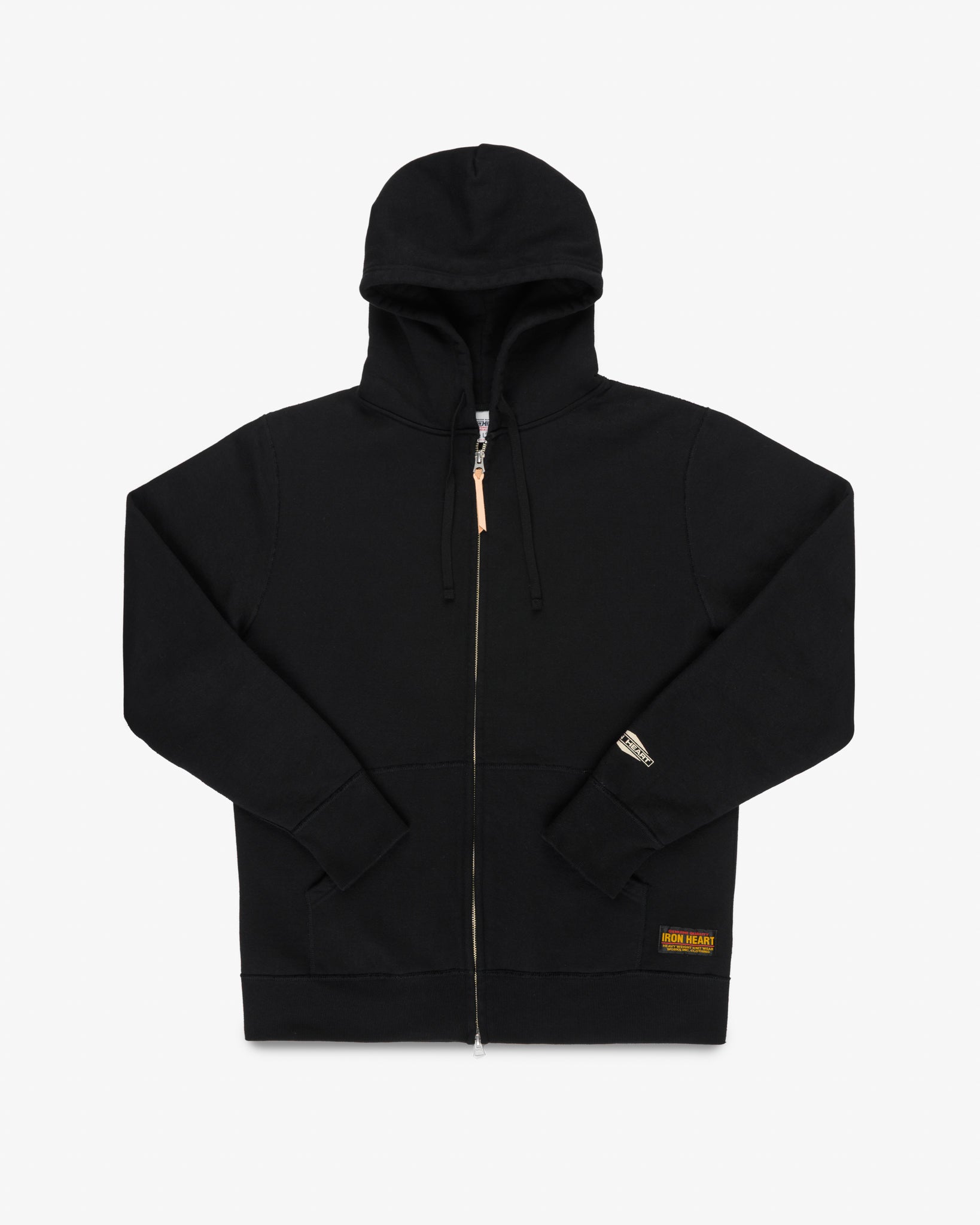 14oz Ultra Heavyweight Loopwheel Cotton Zip Up Hoodie - Black