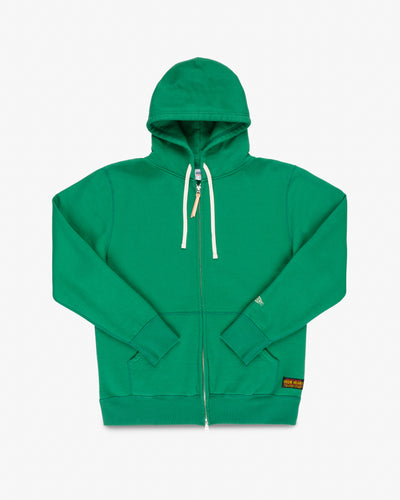 14oz Ultra Heavyweight Loopwheel Cotton Zip Up Hoodie - Green