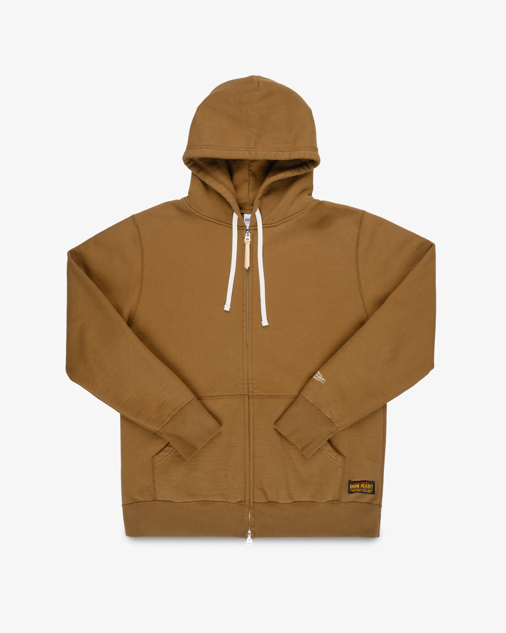 14oz Ultra Heavyweight Loopwheel Cotton Zip Up Hoodie - Brown