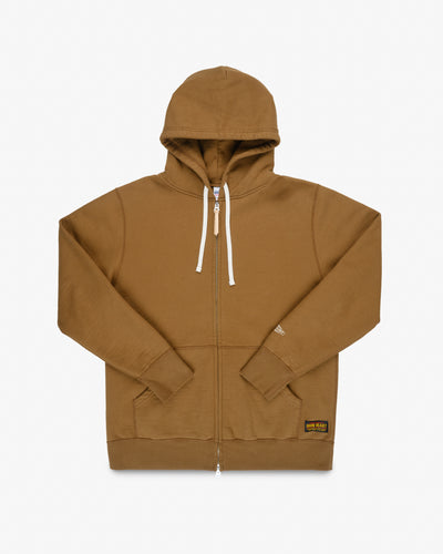 14oz Ultra Heavyweight Loopwheel Cotton Zip Up Hoodie - Brown