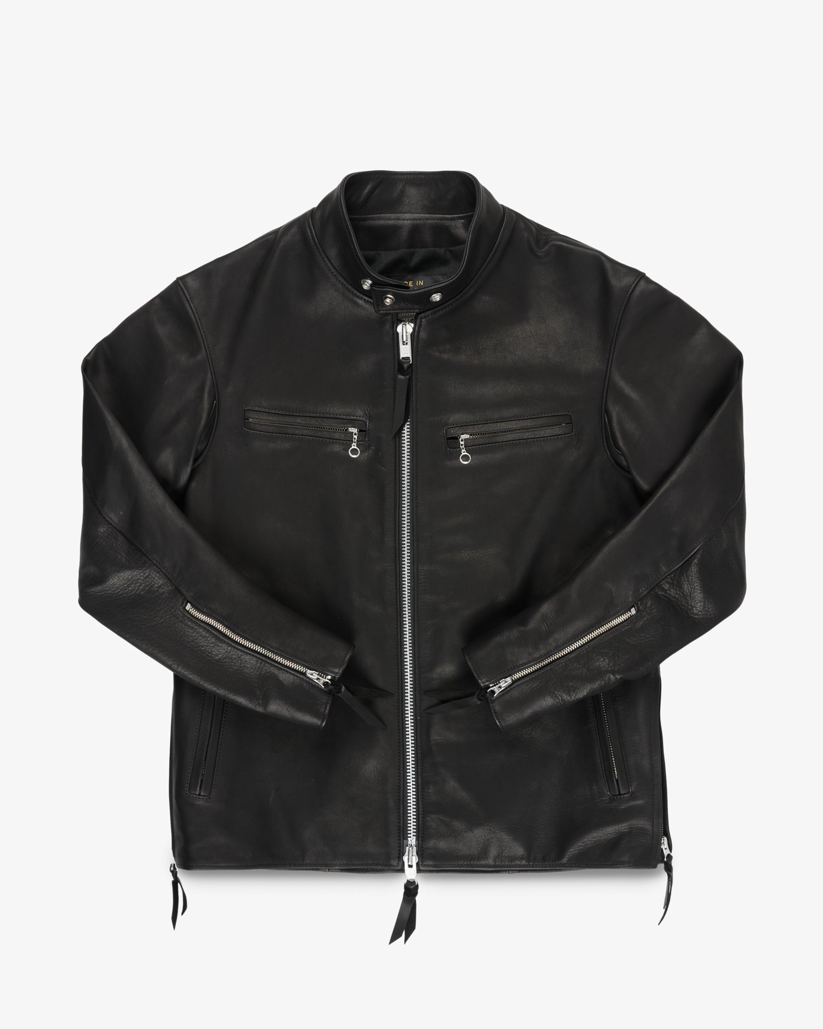 Waterproof Coated Leather Rider’s Jacket - Black