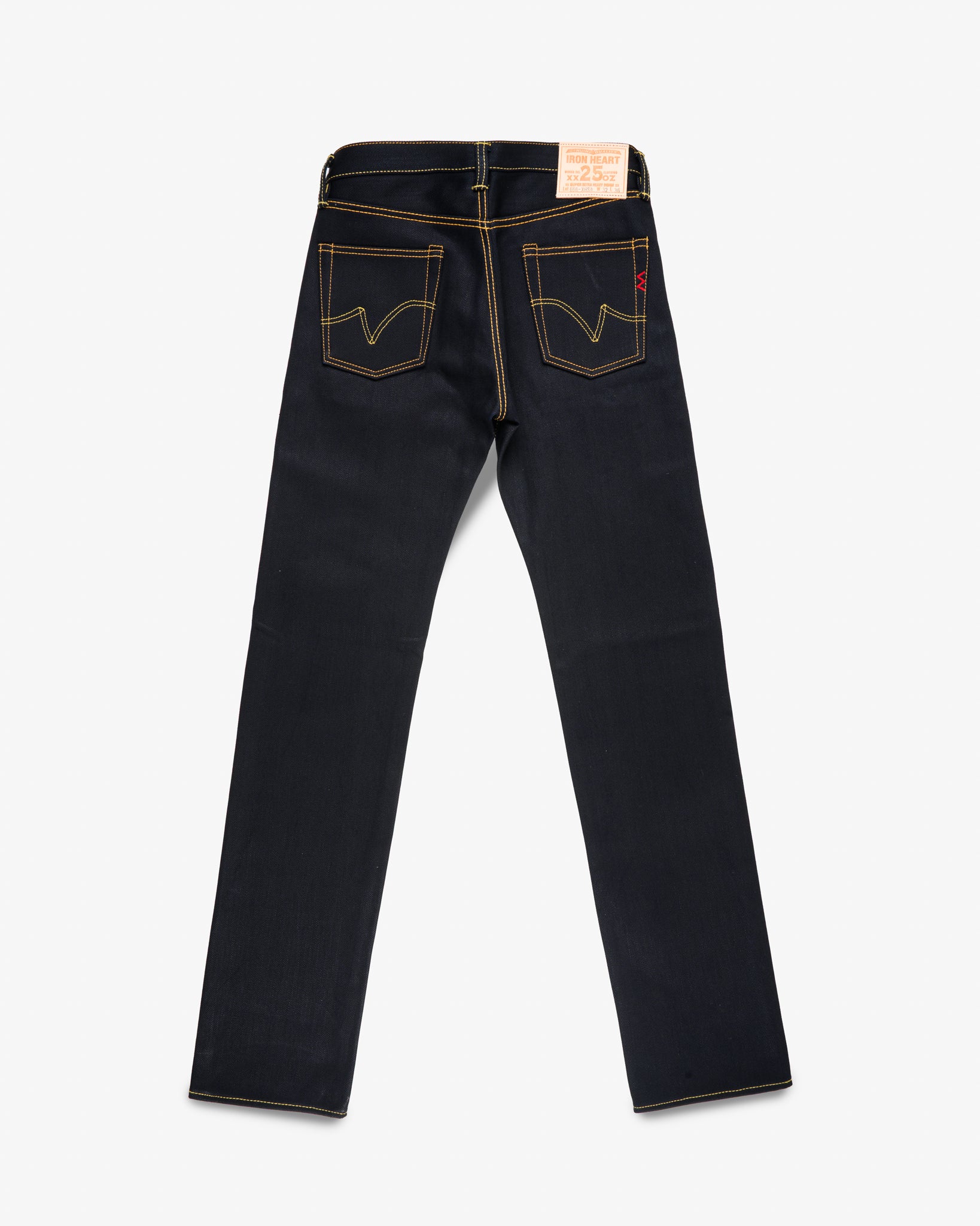 Iron Heart 25oz Selvedge Denim Slim Straight Cut Jeans - Indigo/Black