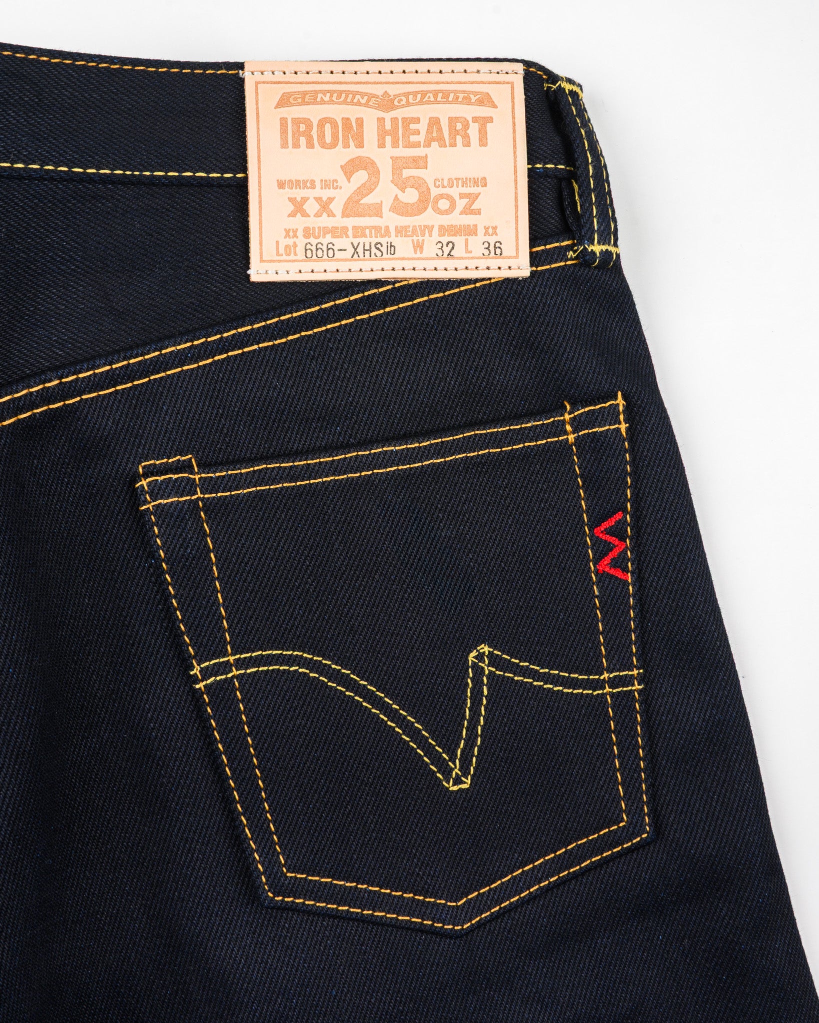 Iron Heart 25oz Selvedge Denim Slim Straight Cut Jeans - Indigo/Black