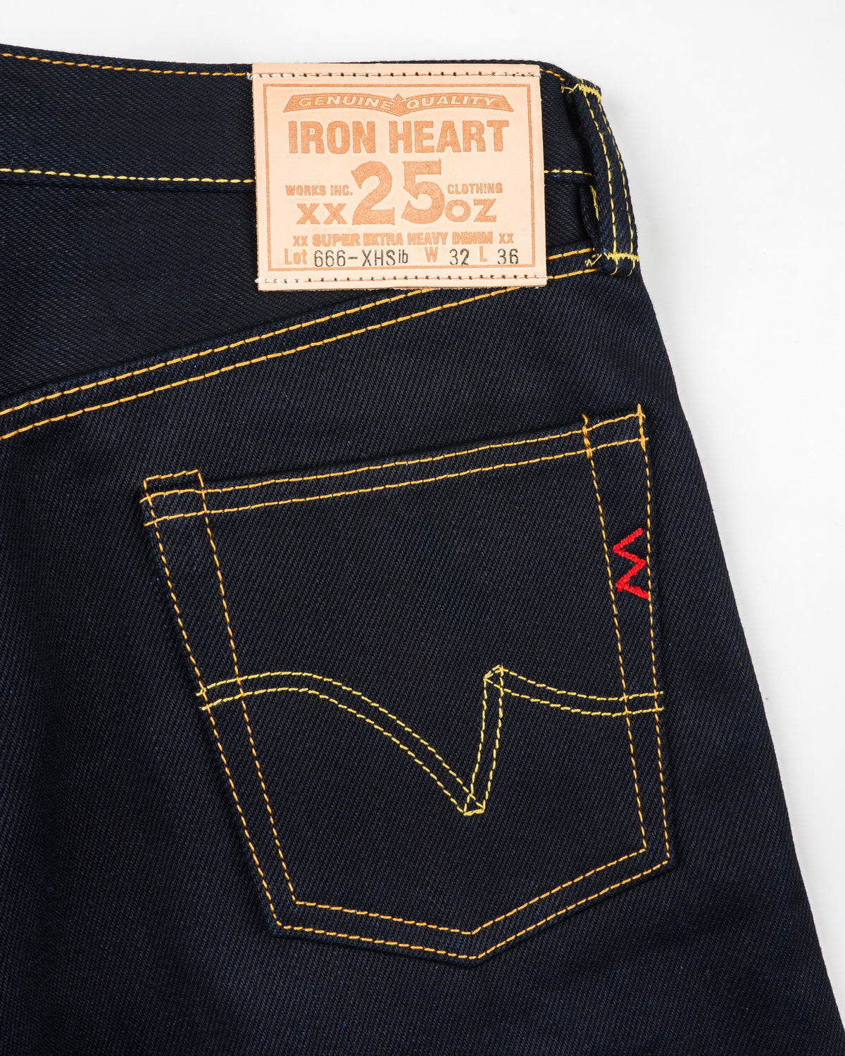 Iron Heart 25oz Selvedge Denim Slim Straight Cut Jeans - Indigo/Black