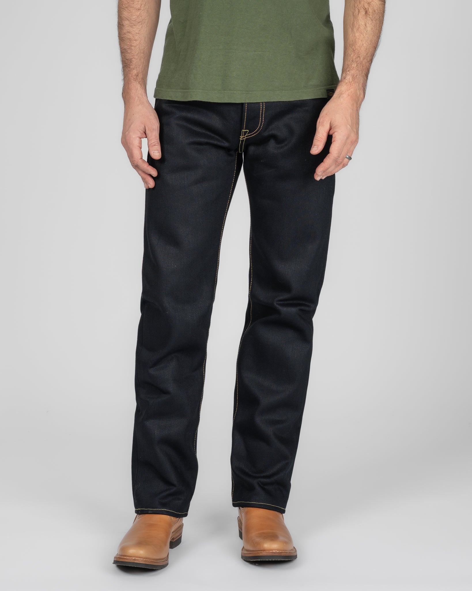 Iron Heart 25oz Selvedge Denim Slim Straight Cut Jeans - Indigo/Black