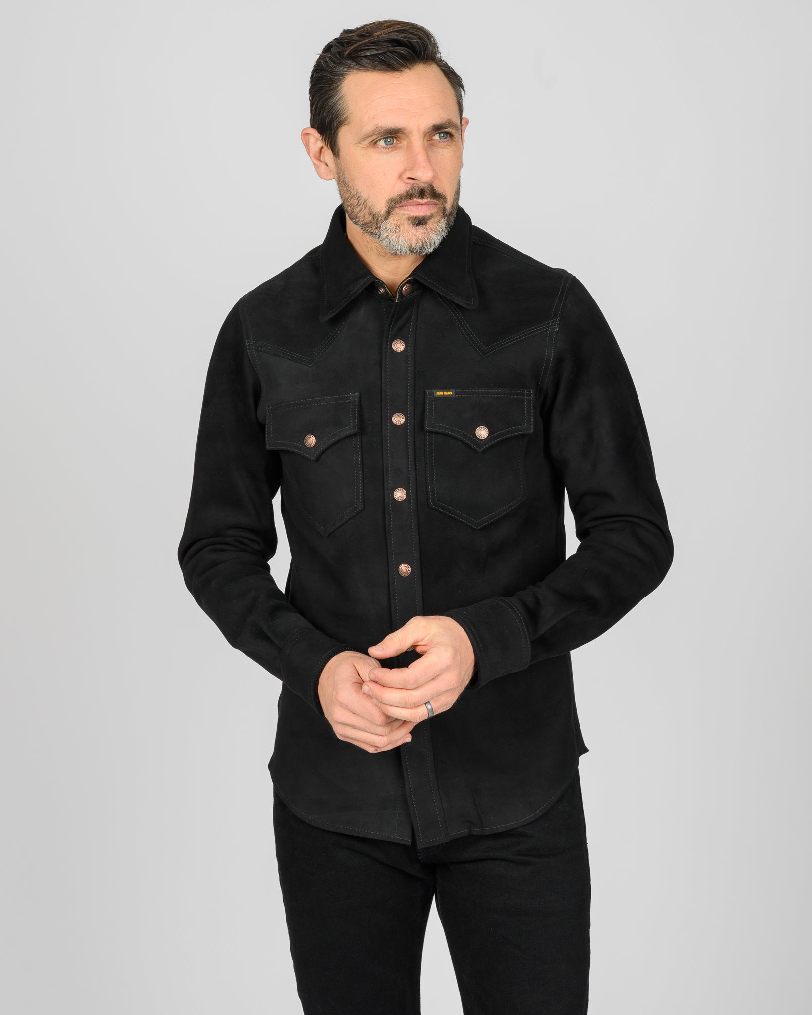 Deerskin Western Shirt "The Big Buck" - Black