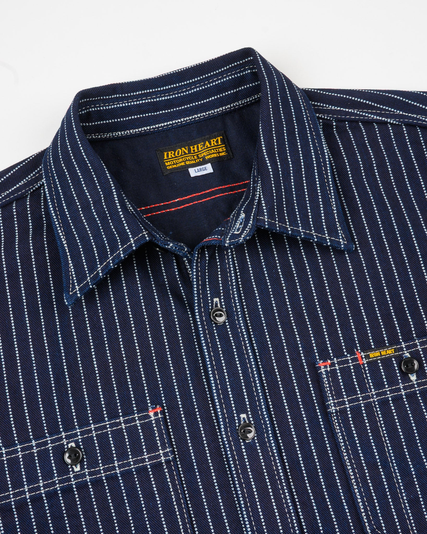 Iron Heart 12oz Wabash Work Shirt - Indigo with Black Buttons