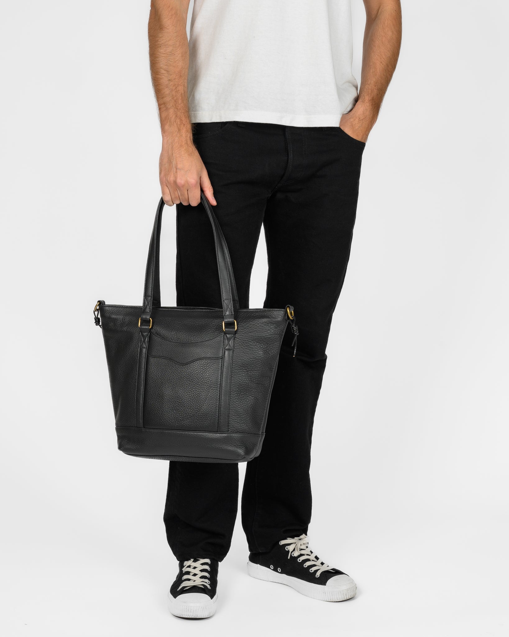 OGL 9981 Tumbled Leather Tote Bag - Black