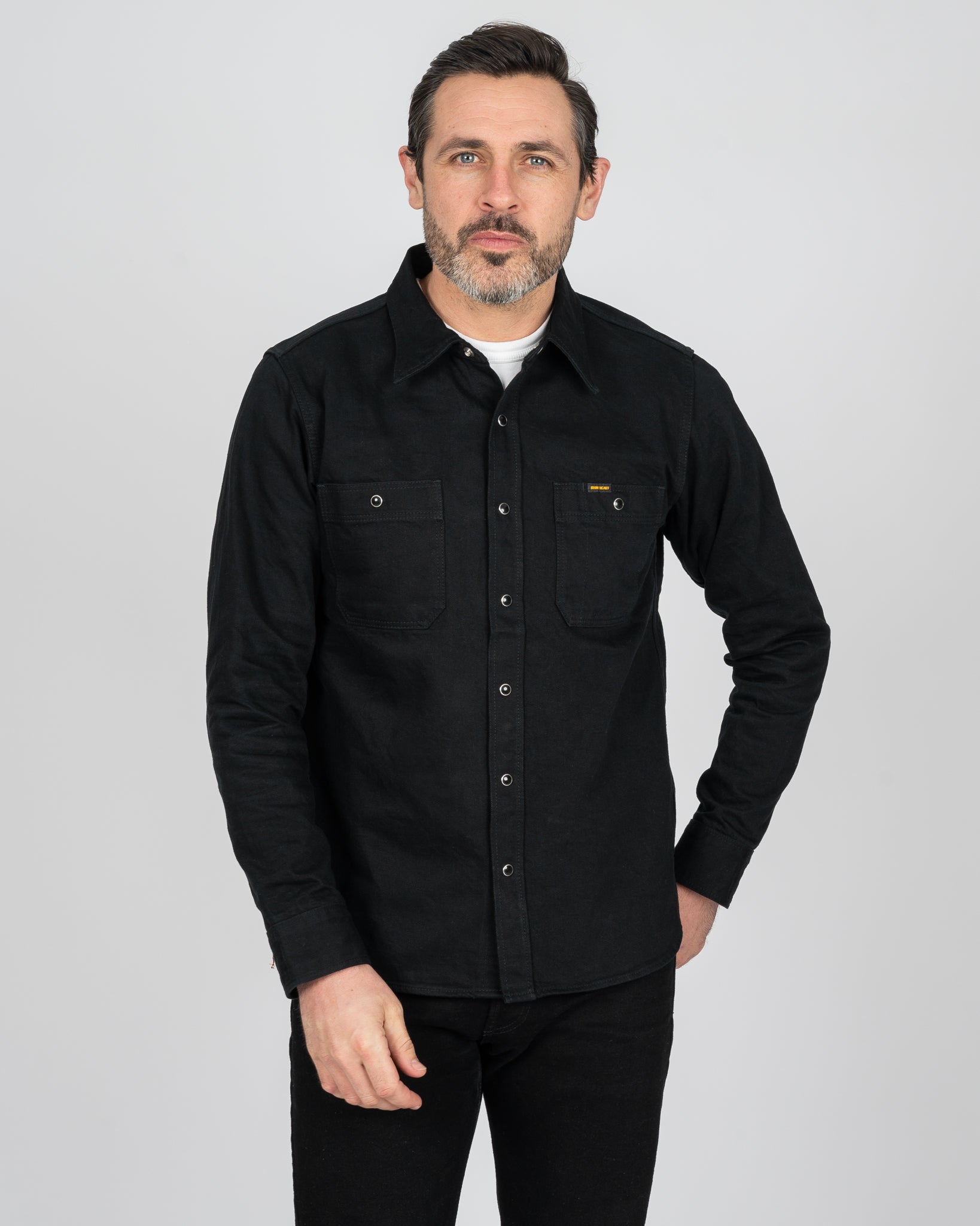 Iron Heart 12oz Selvedge Denim Work Shirt - Black