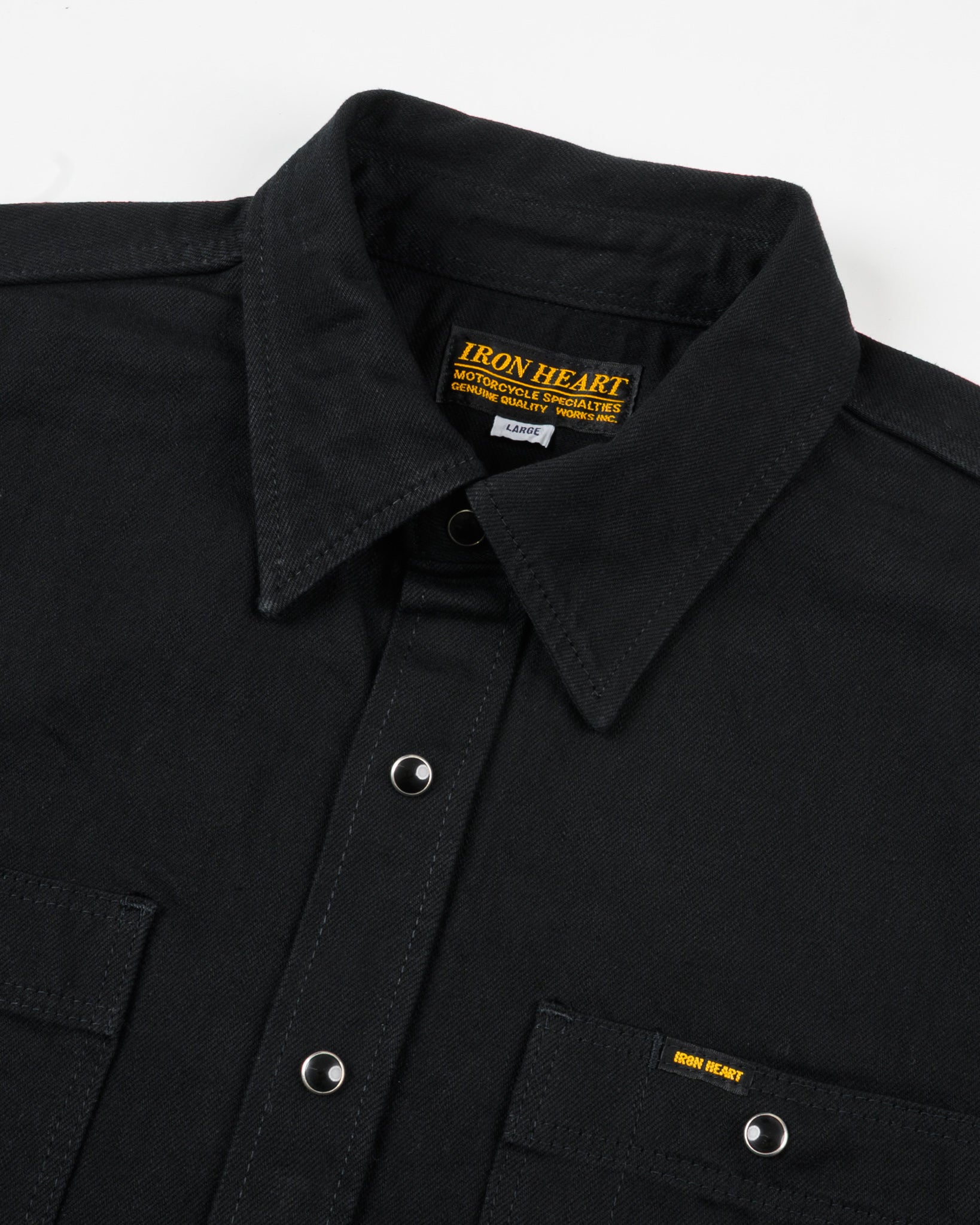Iron Heart 12oz Selvedge Denim Work Shirt - Black