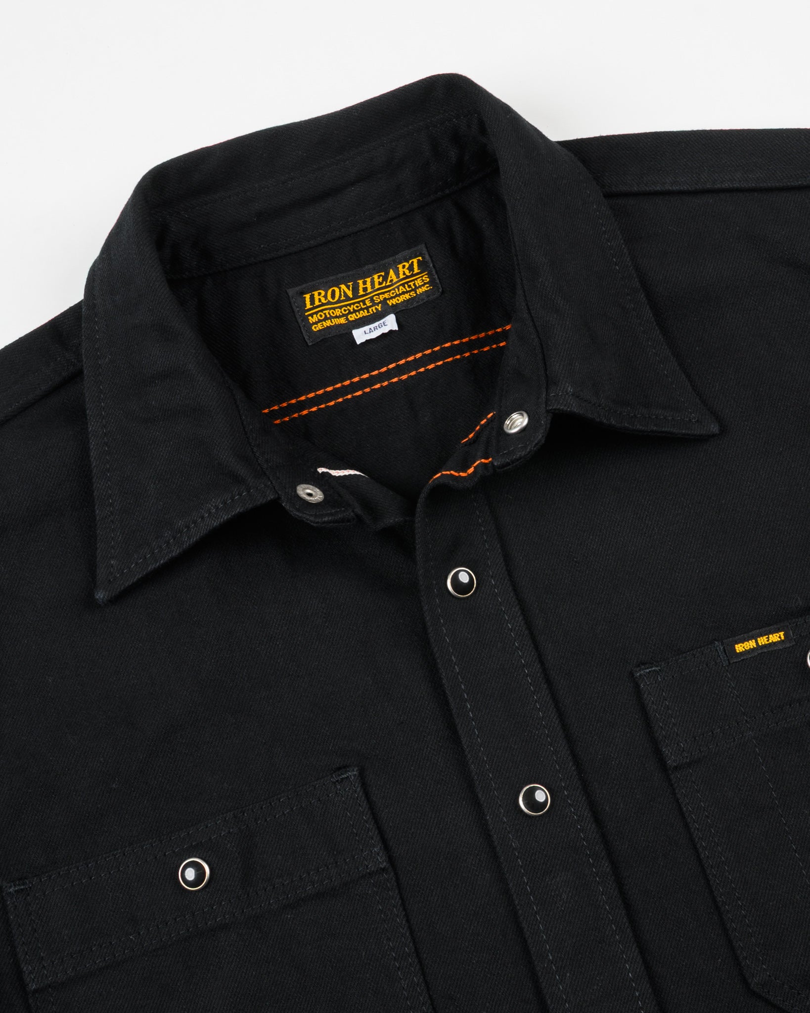 Iron Heart 12oz Selvedge Denim Work Shirt - Black