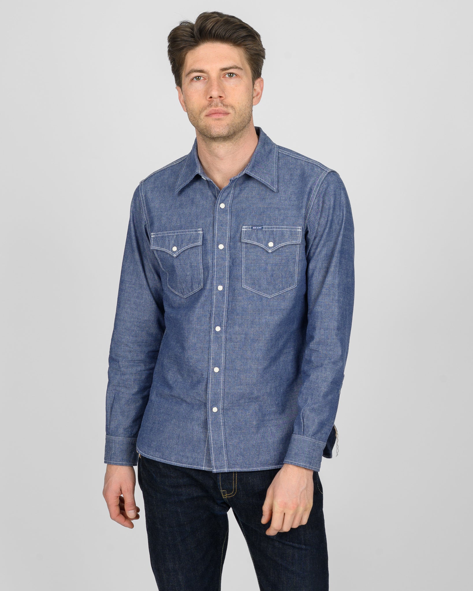 10oz Selvedge Chambray Single Yoke Western Shirt - Blue