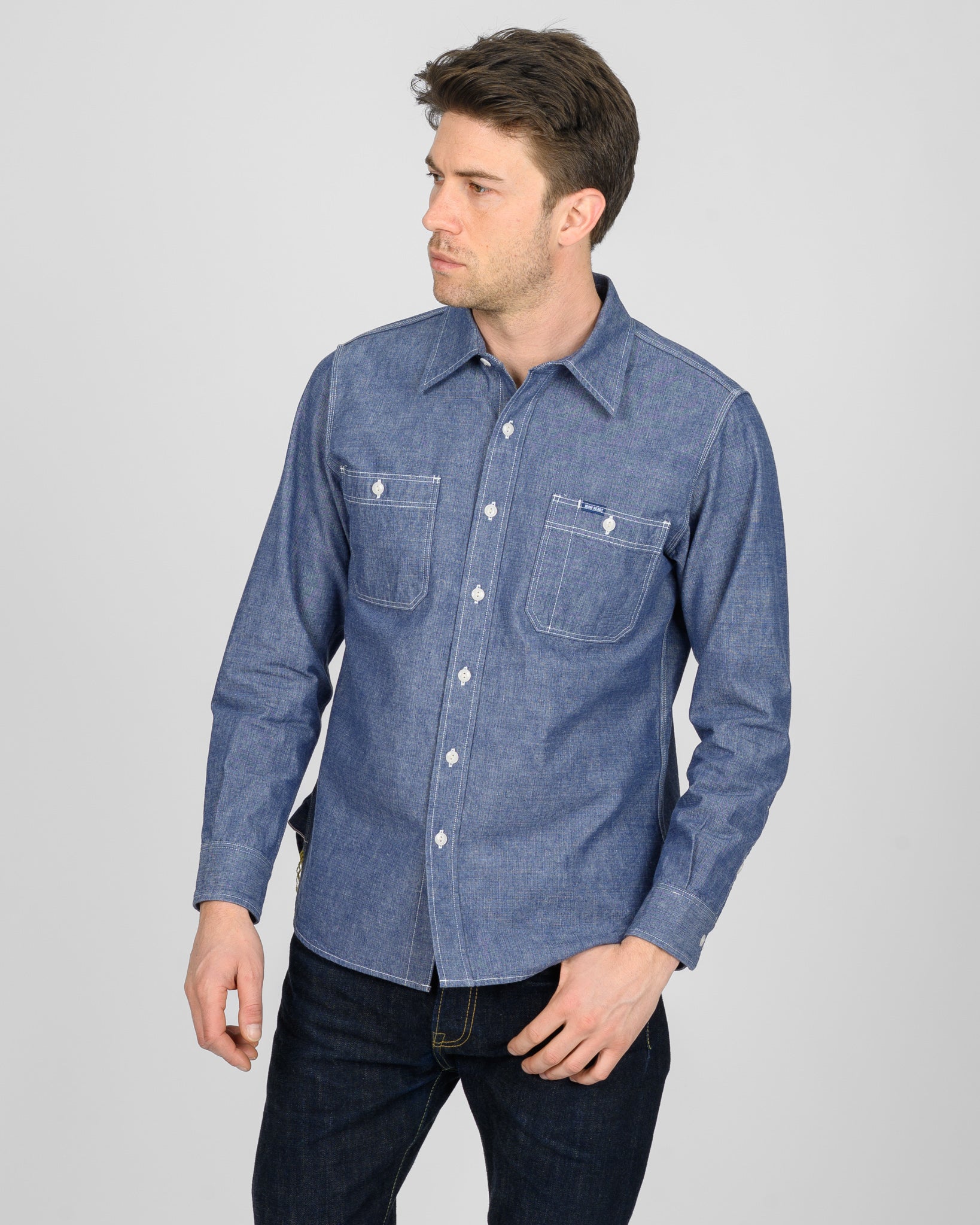 10oz Selvedge Chambray Work Shirt - Blue – Iron Heart