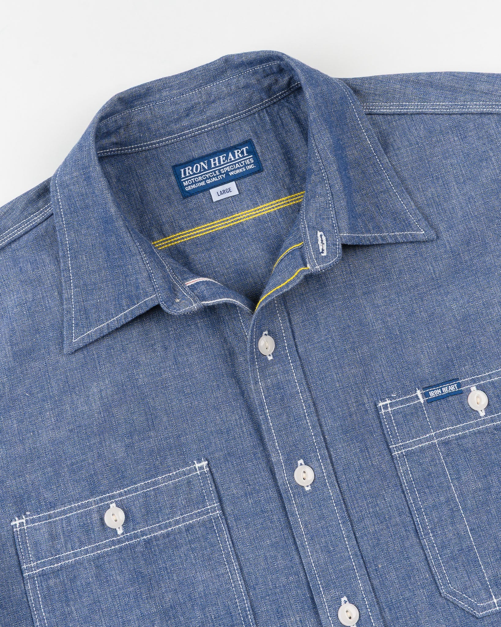 10oz Selvedge Chambray Work Shirt - Blue – Iron Heart