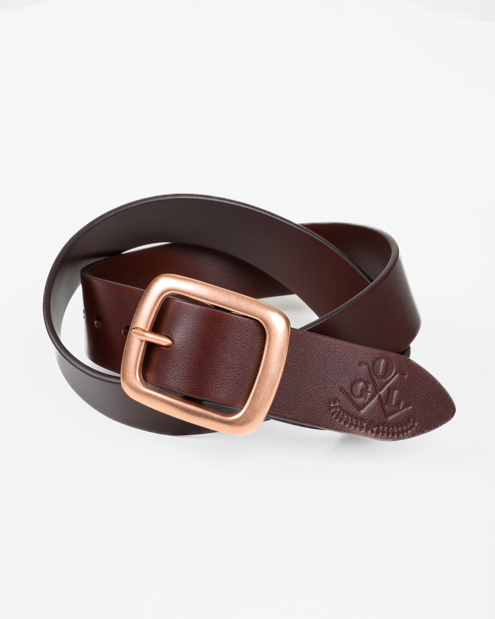 OGL Single Prong Copper Garrison Buckle Leather Belt - Full Dyed Tan