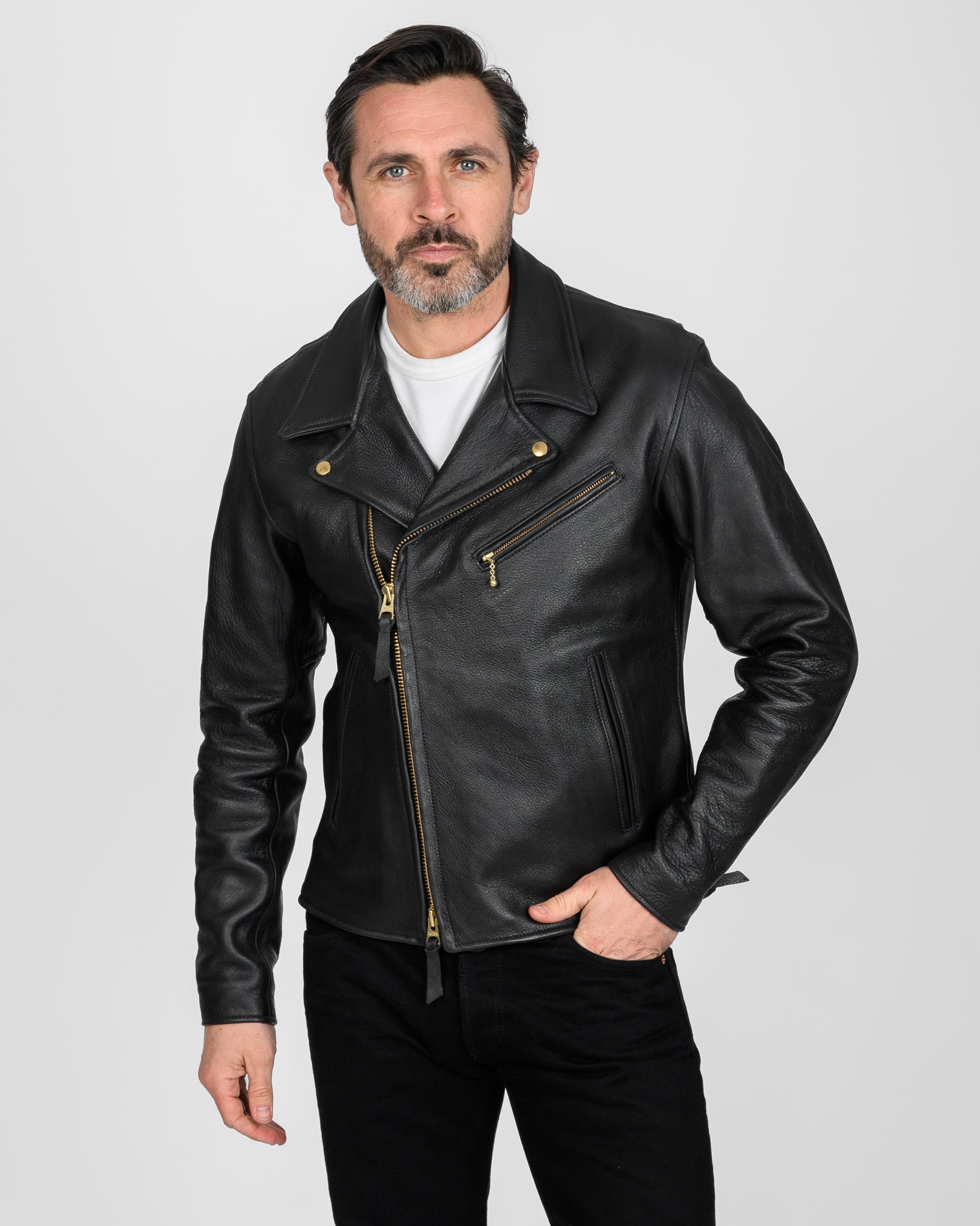 Iron Heart x Simmons Bilt Deerskin Pacific Rider's Jacket - Black