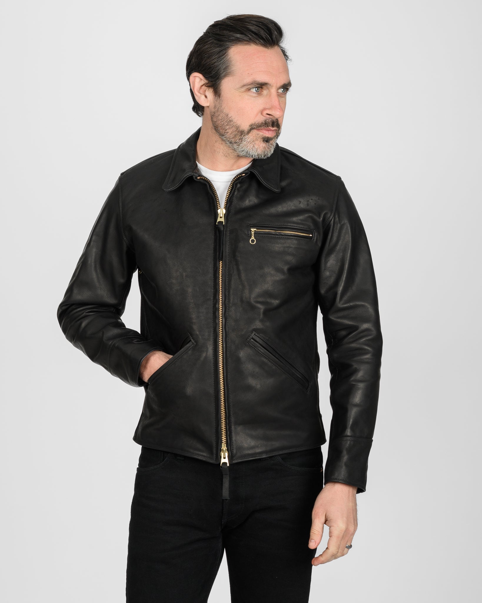 JOHNS × p.b.d WHIPSTITCH JACKET 36 Iron Heart x Simmons Bilt Horsehide Savannah Jacket - Black