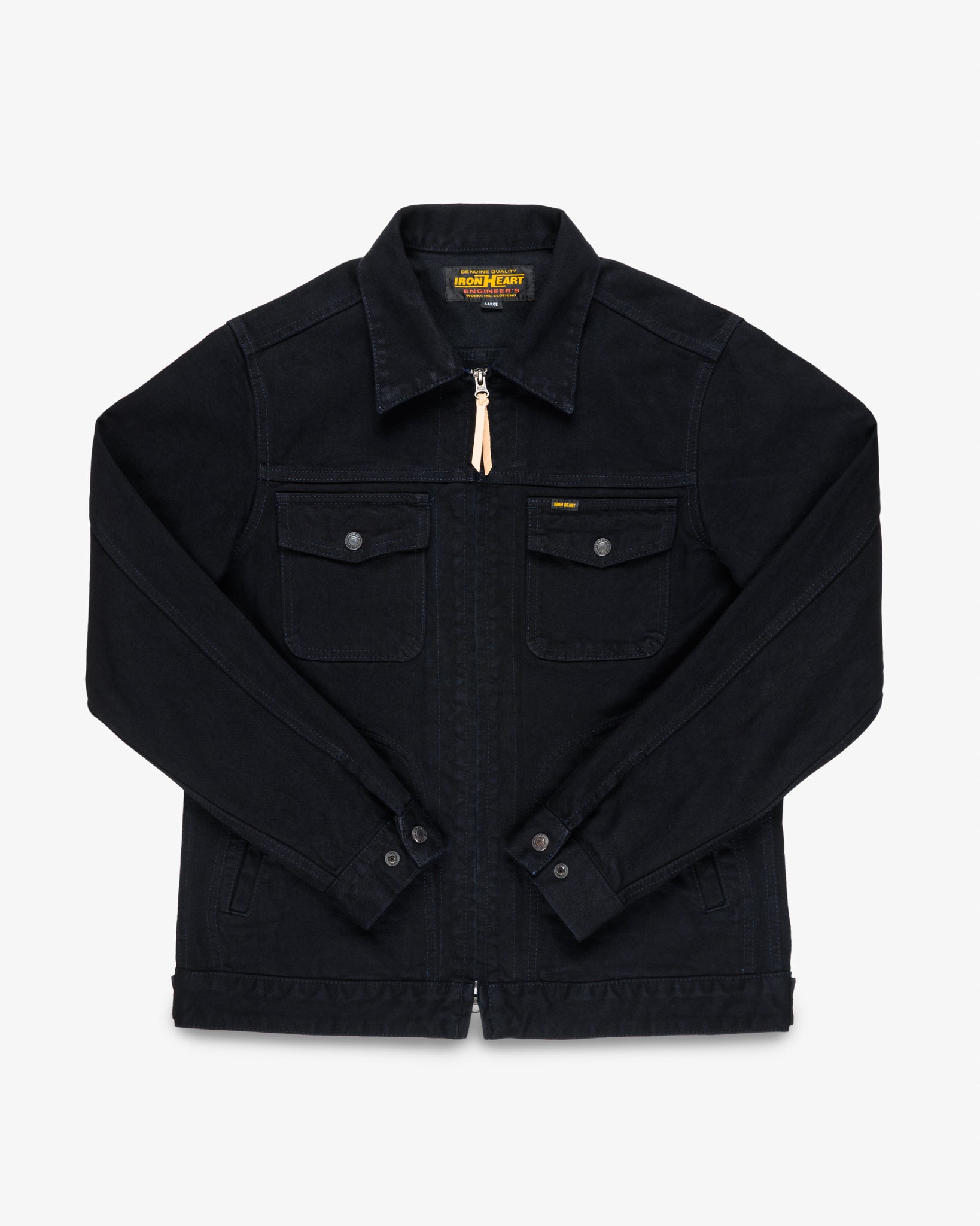 14oz Broken Twill Selvedge Denim Work Jacket - Indigo Overdyed Black