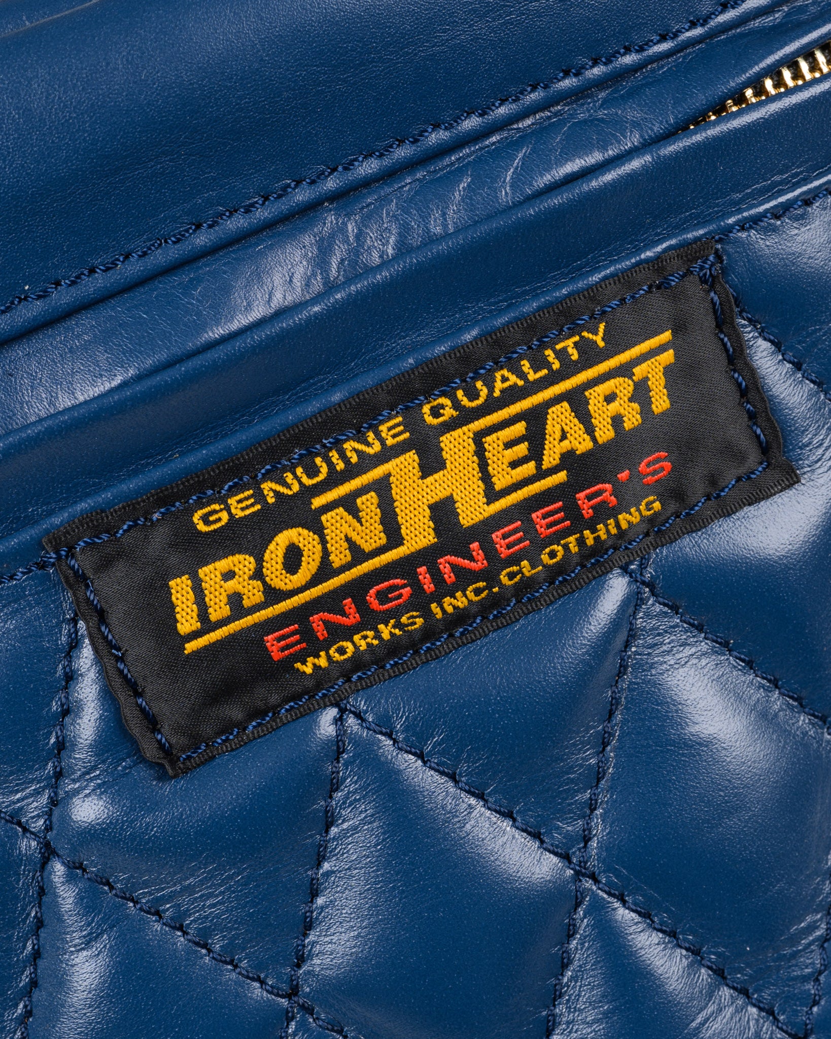 Iron Heart Diamond Stitched Leather Waist Bag Navy