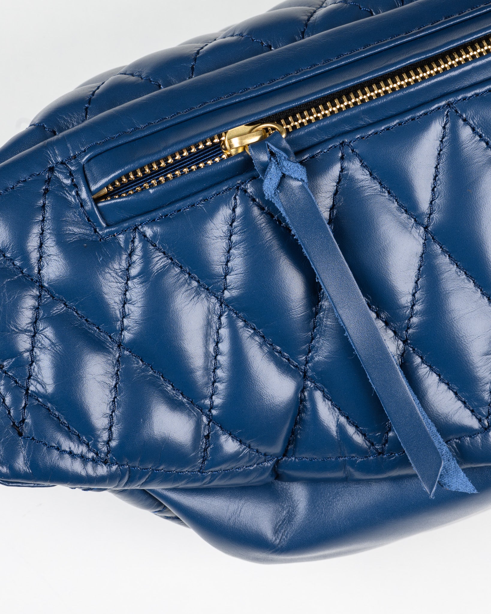 オールレザーウエストバッグ IHE-45 ネイビー Iron Heart Diamond Stitched Leather Waist Bag Navy
