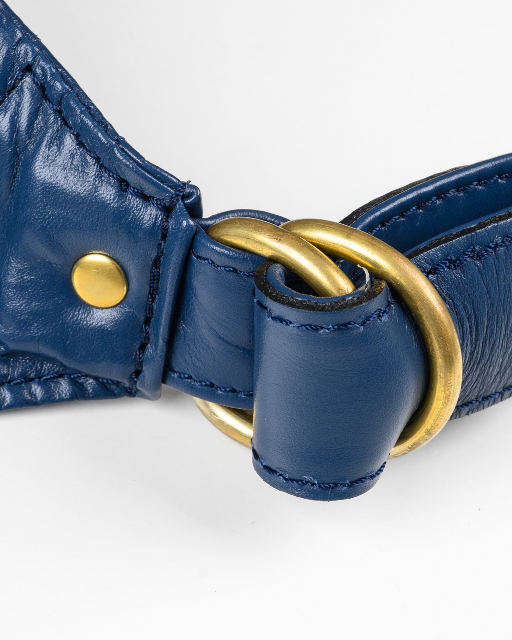 オールレザーウエストバッグ IHE-45 ネイビー Iron Heart Diamond Stitched Leather Waist Bag Navy