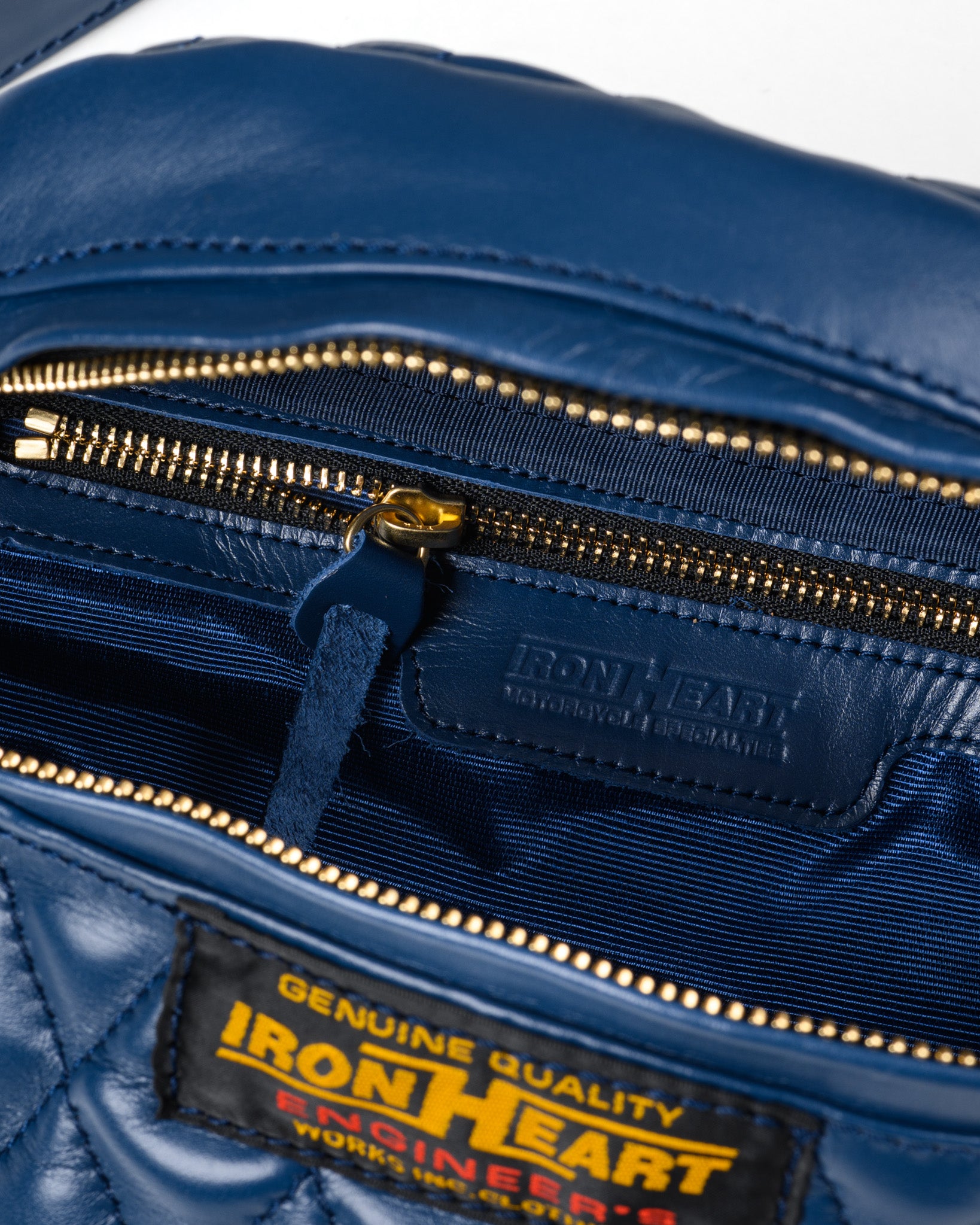 オールレザーウエストバッグ IHE-45 ネイビー Iron Heart Diamond Stitched Leather Waist Bag Navy
