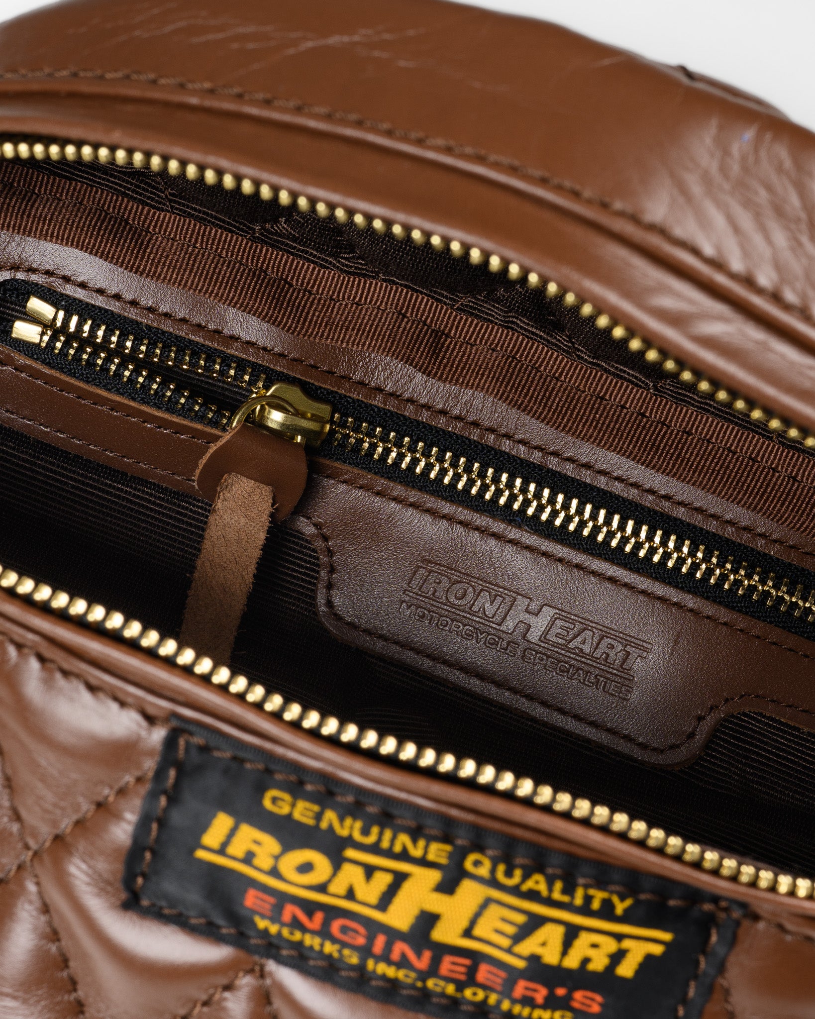 Iron Heart Diamond Stitched Leather Waist Bag Brown