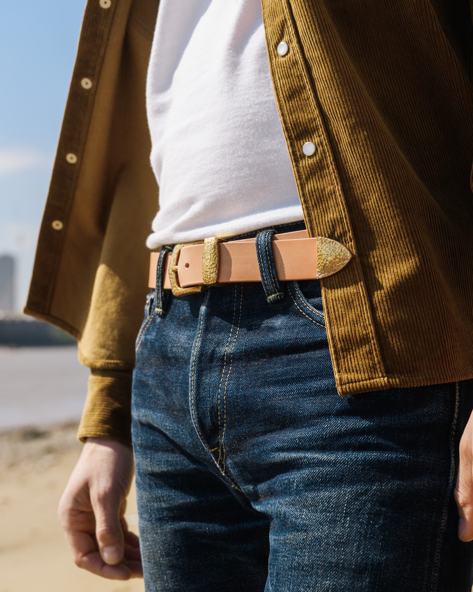 OGL Hand-Hammered Ranger Belt - Natural