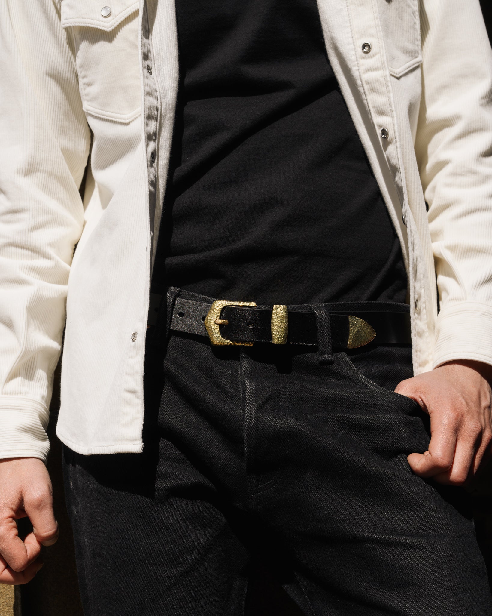 OGL Hand Hammered Ranger Belt - Black