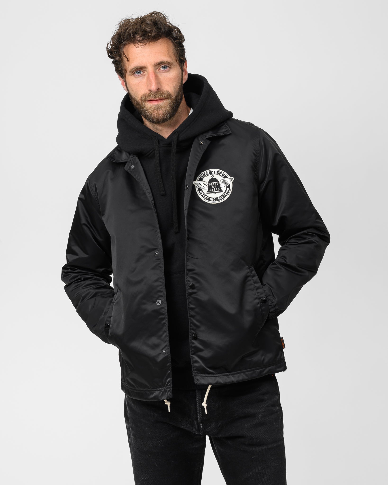 IRON HEART コーチジャケット X-Small ブラック 4.8oz Nylon Coach Jacket - Black – Iron Heart