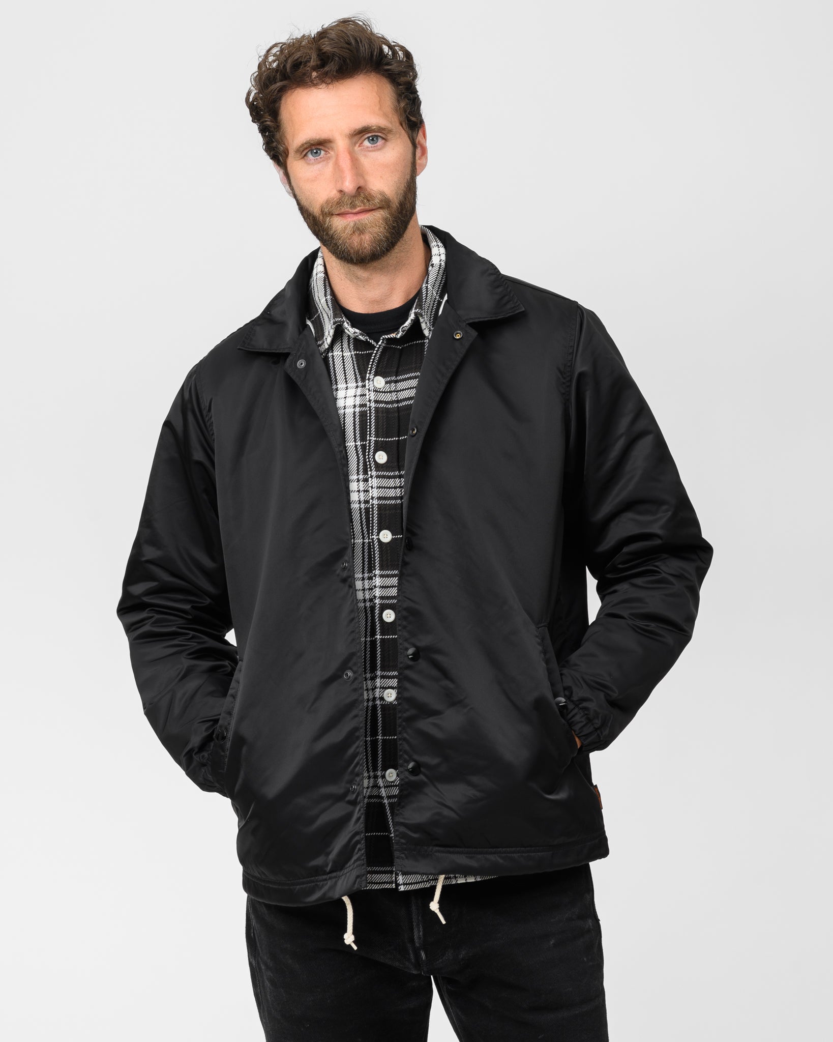 4.8oz Nylon Coach Jacket - Black - No Patch