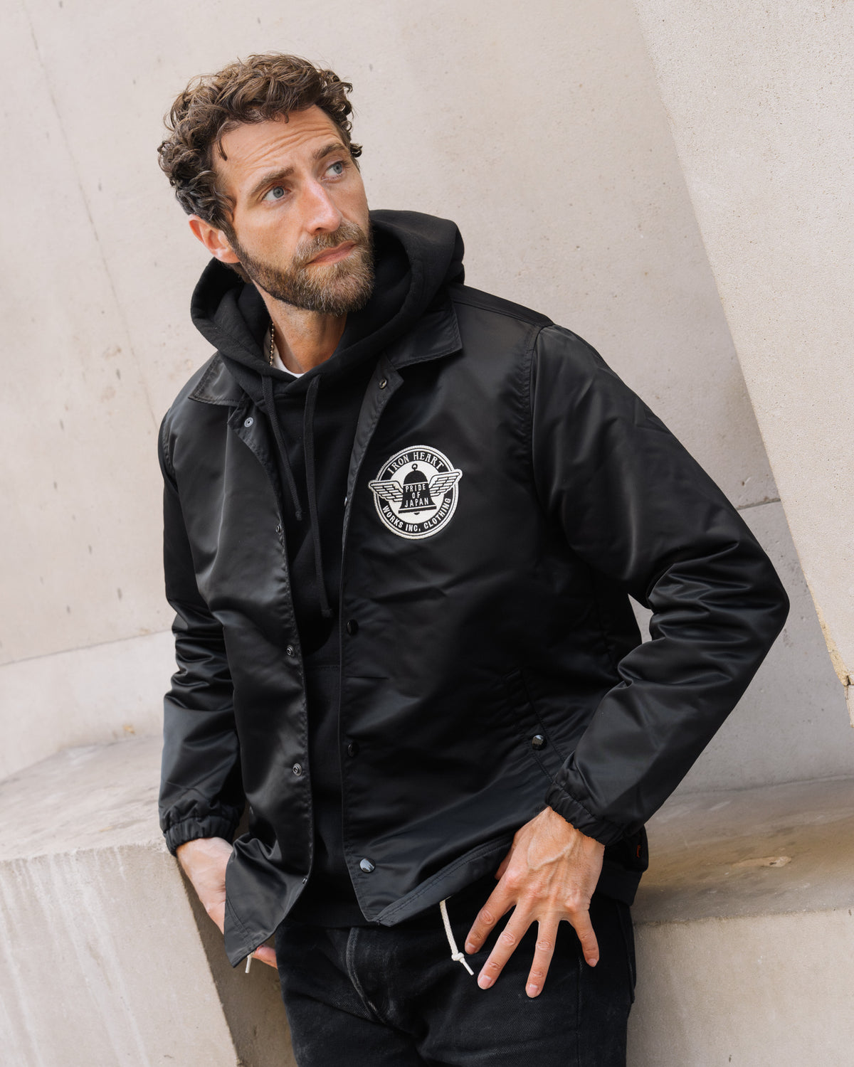 4.8oz Nylon Coach Jacket - Black – Iron Heart