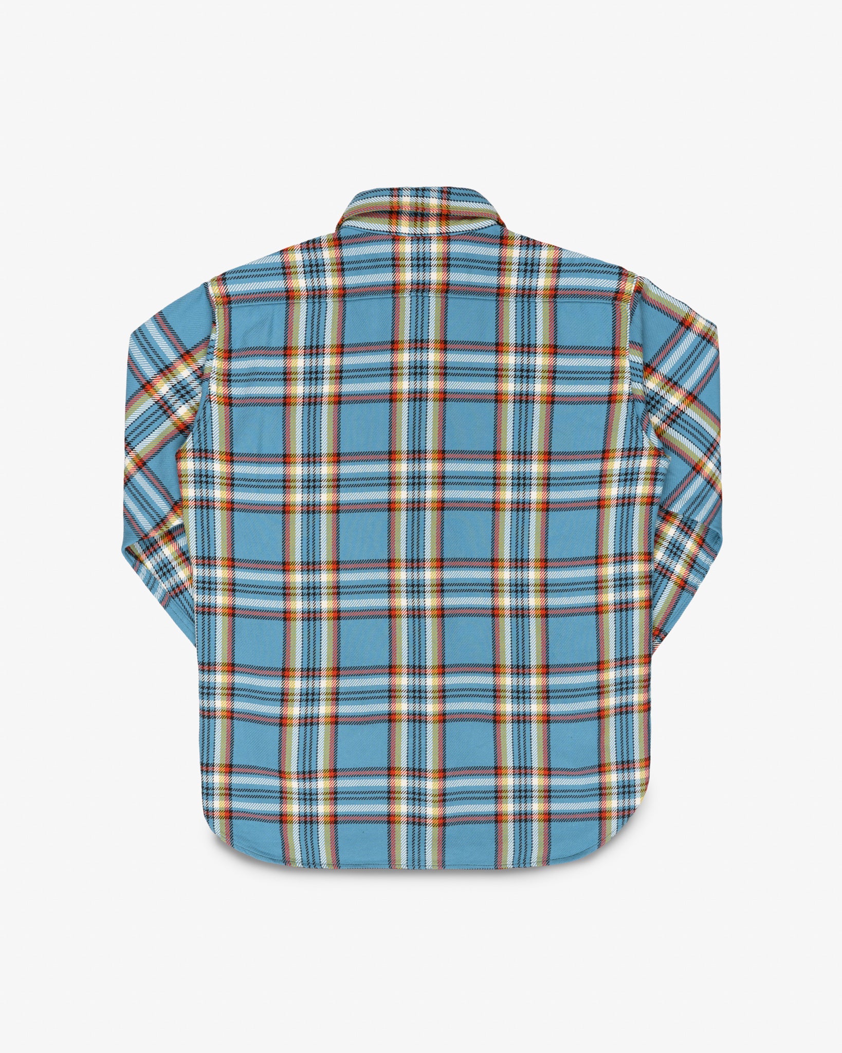 9oz Selvedge Flannel Check Work Shirt - Sax Blue – Iron Heart
