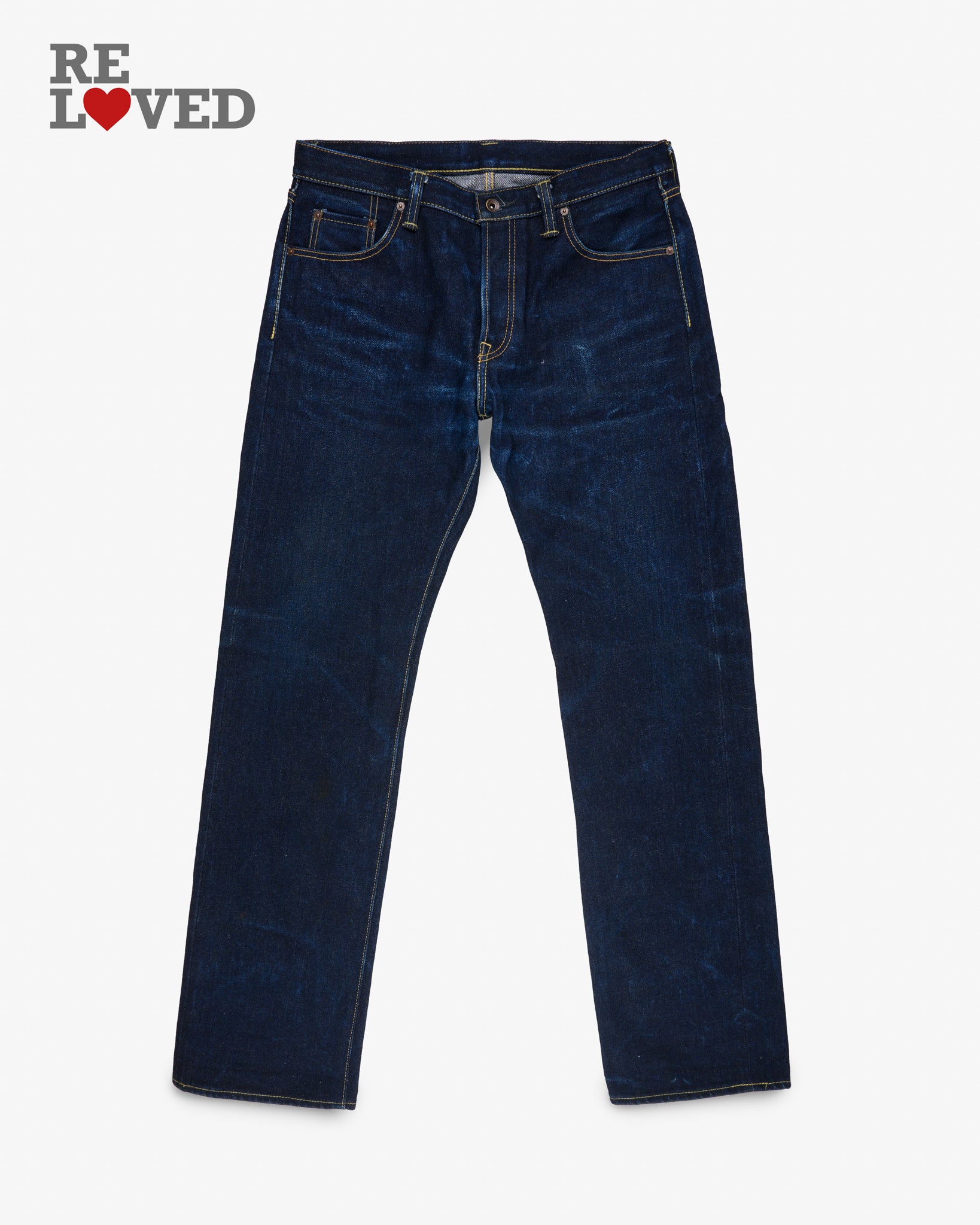 21/23oz Raw Selvedge Denim Straight Cut Jeans - Indigo (IH-634S-UHR) Tag 36, Hemmed to 35.5"