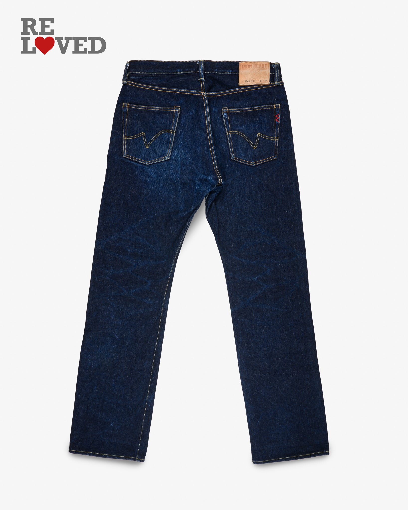 21/23oz Raw Selvedge Denim Straight Cut Jeans - Indigo (IH-634S-UHR) Tag 36, Hemmed to 35.5"