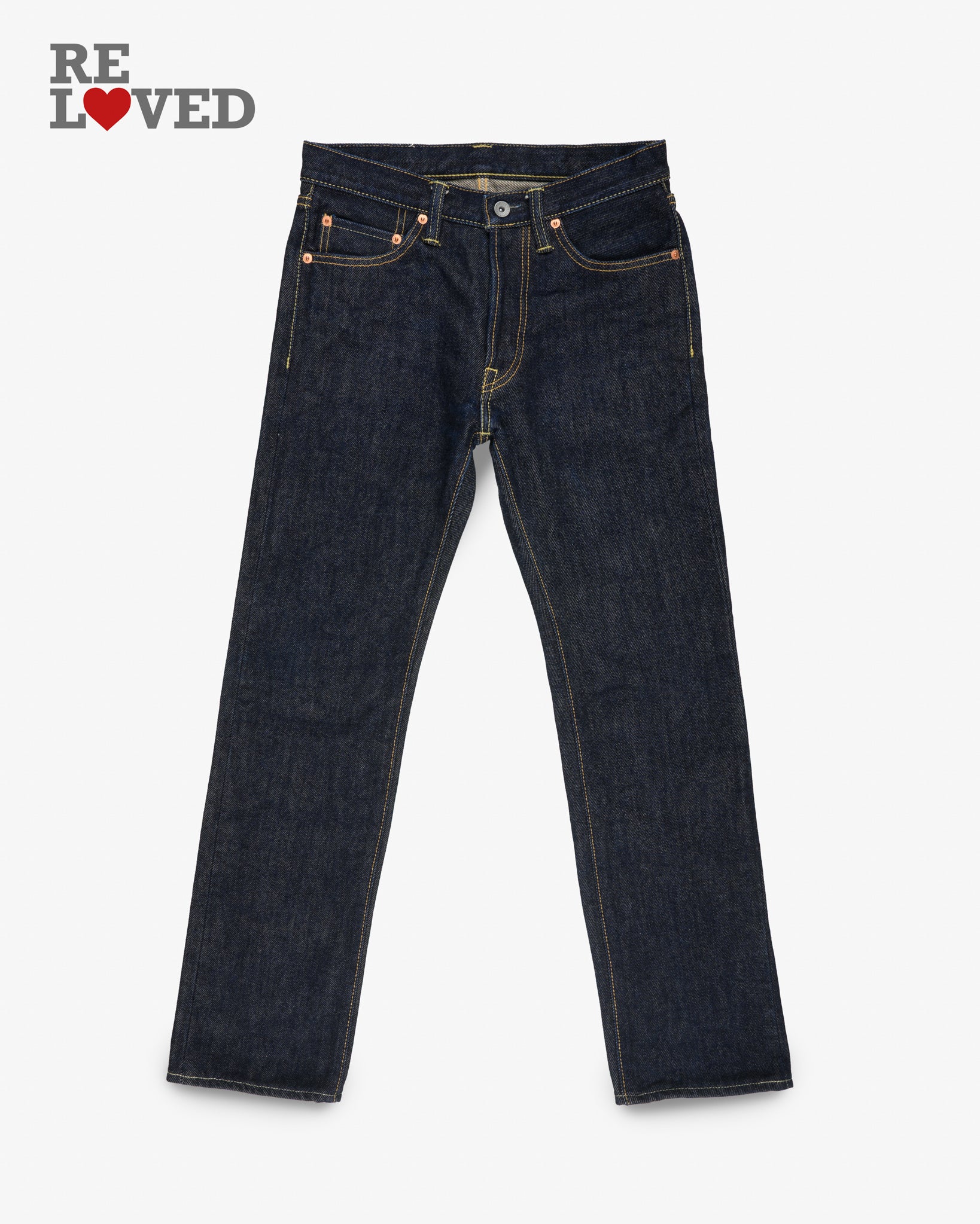 21oz Selvedge Denim Slim Straight Cut Jeans - Indigo (IH-666S-21) Tag 30, Hemmed to 28.5"