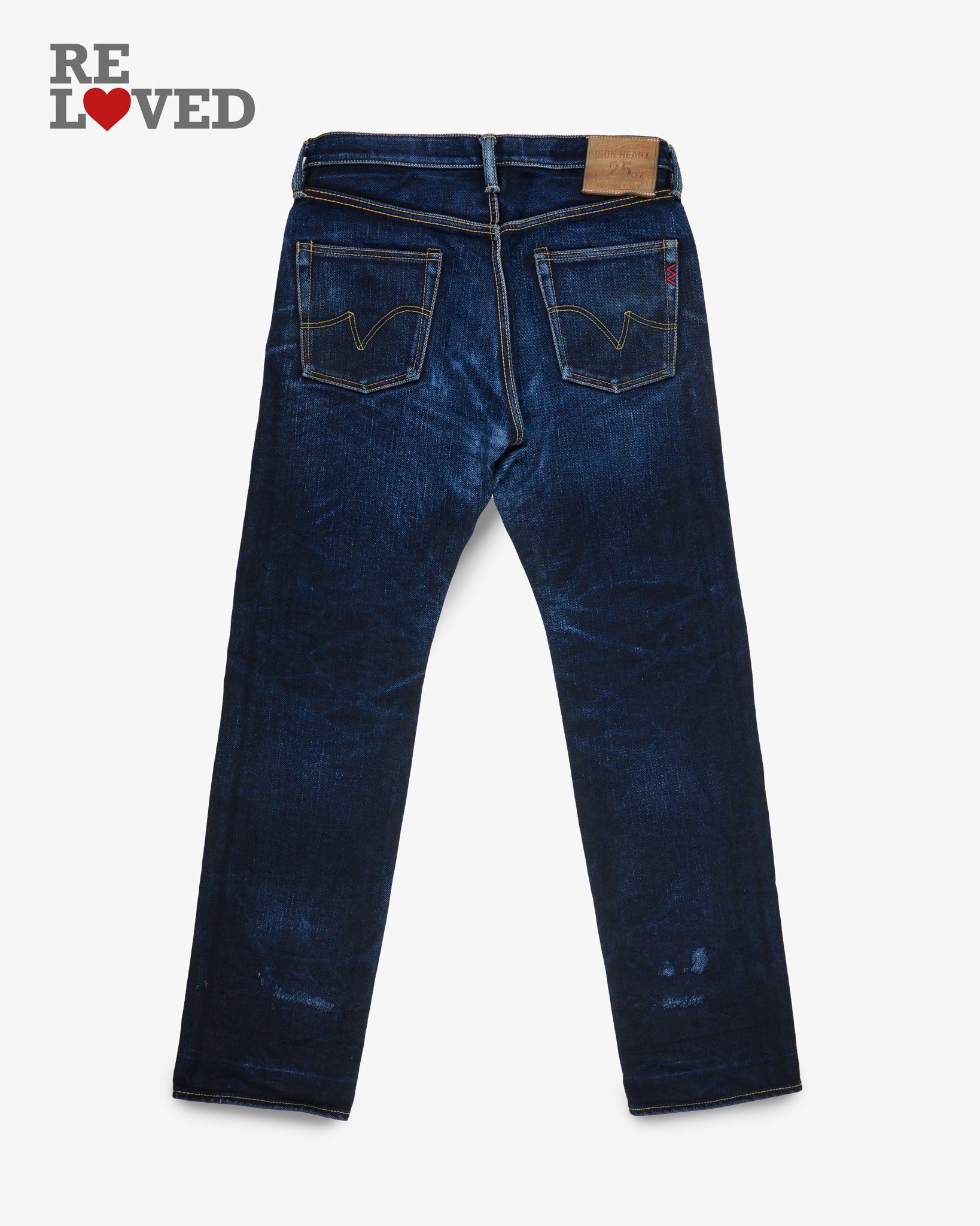 25oz Selvedge Denim Slim Straight Cut Jeans - Indigo/Black (IH-666-XHSib) Tag 36, Hemmed to 34.7"