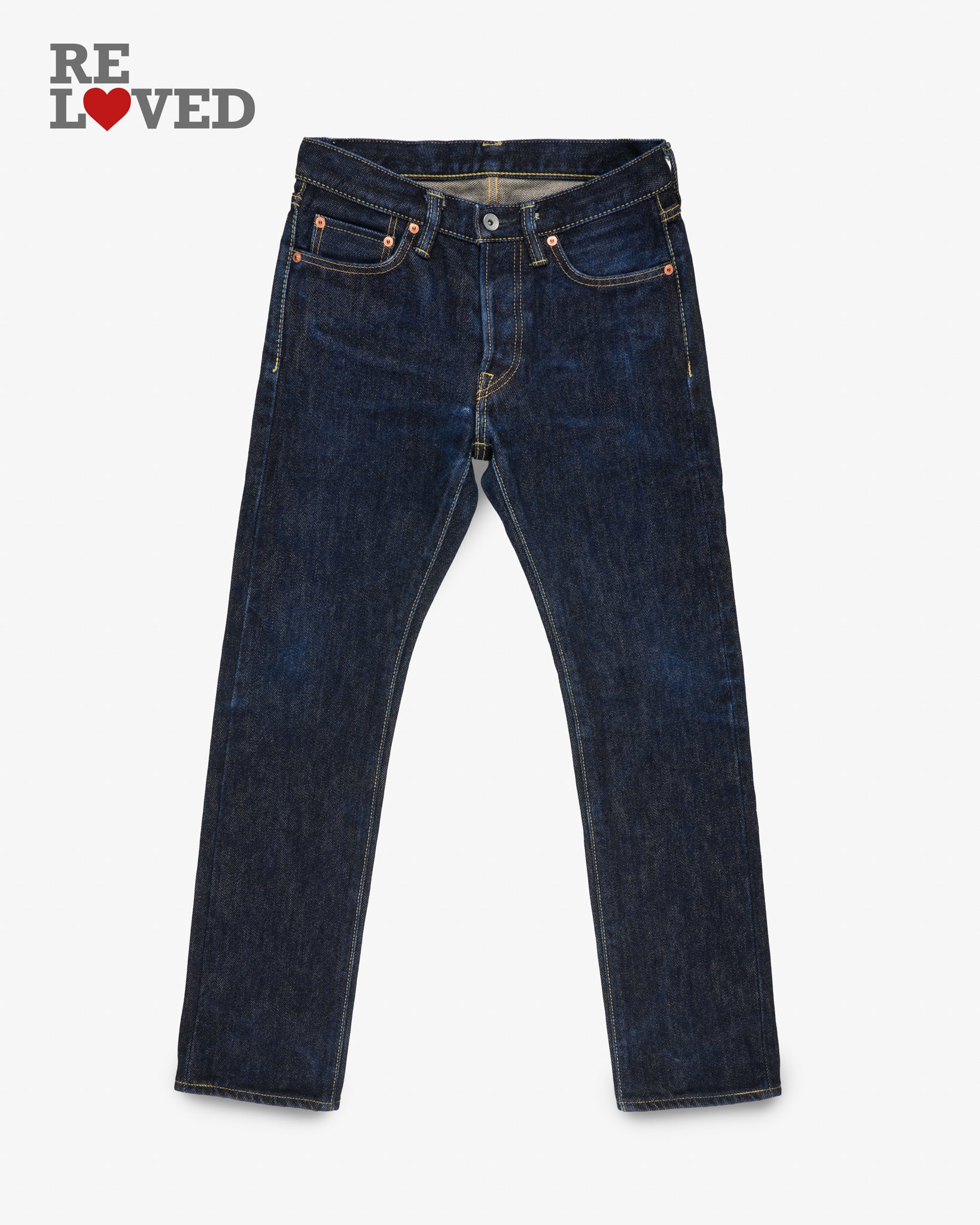 21oz Selvedge Denim Slim Cut Jeans - Indigo (IH-555s-21) Tag 29, Hemmed 28.5"