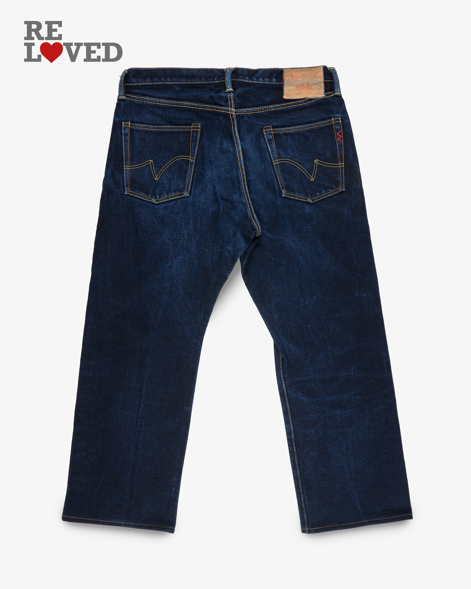 21oz Selvedge Denim Straight Cut Jeans - Indigo/Black (IH-634S-21ib) Tag 38, Hemmed to 29.0"