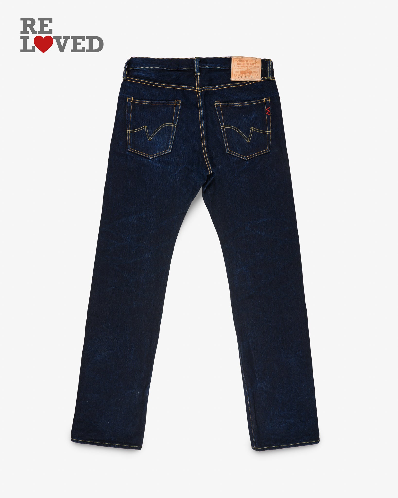 21oz Selvedge Denim Slim Straight Cut Jeans - Indigo/Black (IH-666S-21ib) Tag 36, Hemmed to 35.0"