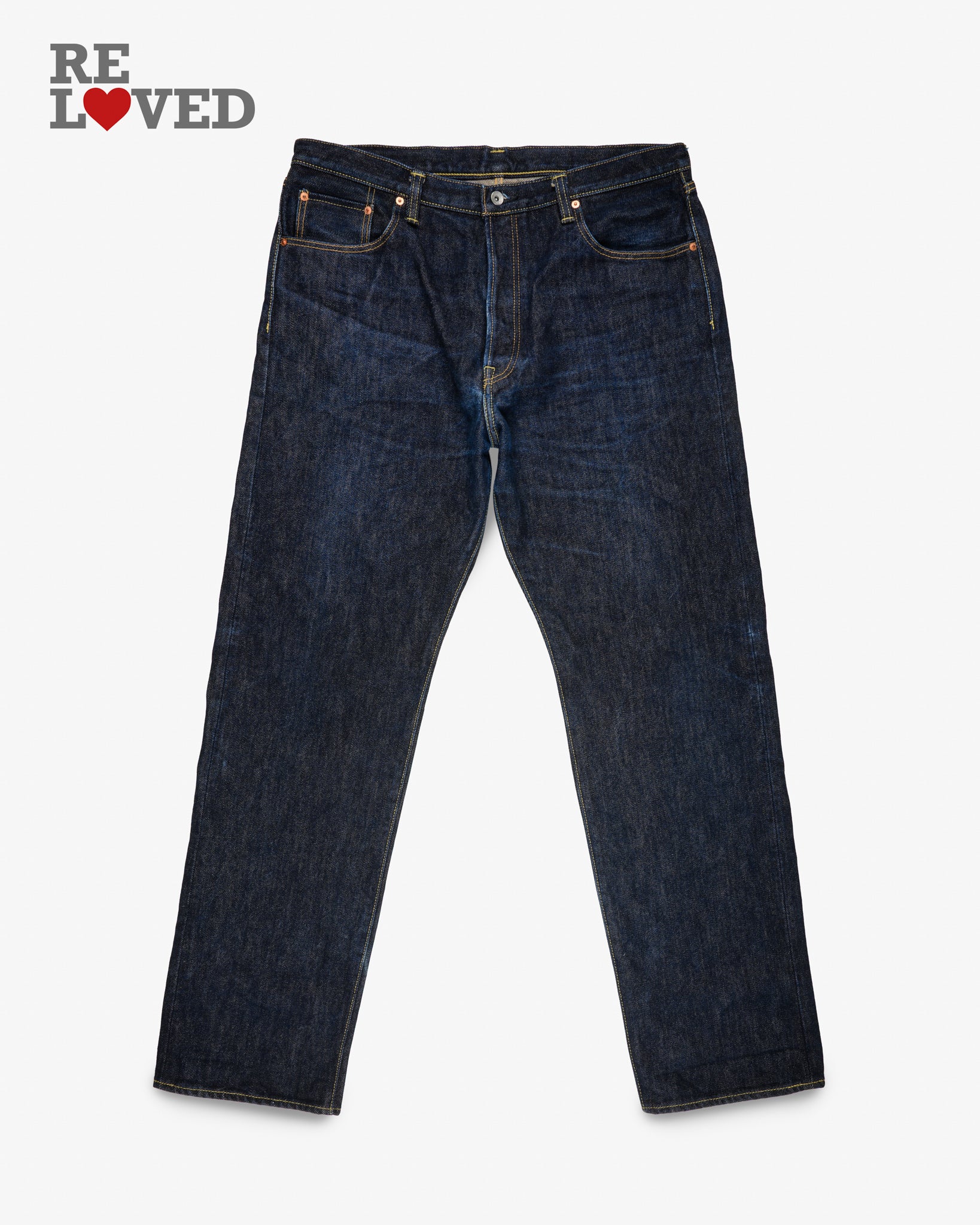 21oz Selvedge Denim "1955" Vintage Tapered Jeans - Indigo (IH-1955S) Tag 42, Hemmed to 36.0"