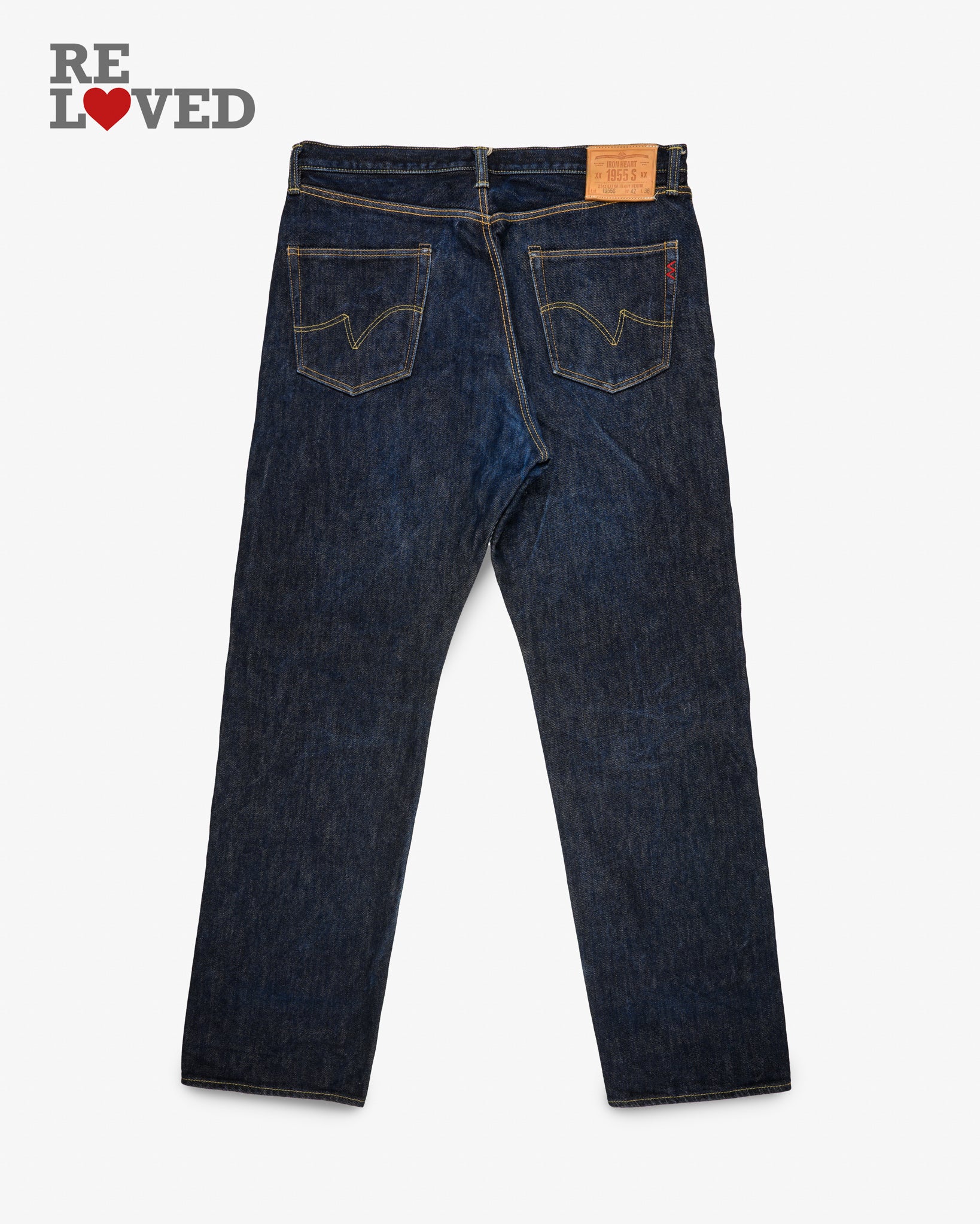 21oz Selvedge Denim "1955" Vintage Tapered Jeans - Indigo (IH-1955S) Tag 42, Hemmed to 36.0"