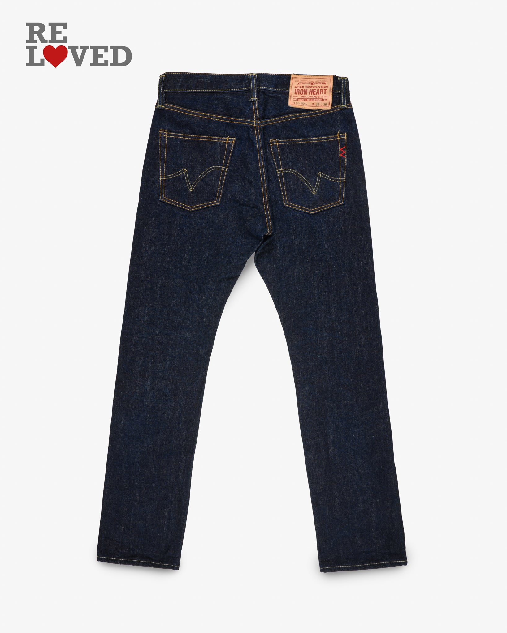 17oz Selvedge Denim Slim Cut Jeans - Natural Indigo (IH-555N) Tag 31, Hemmed to 30.0"