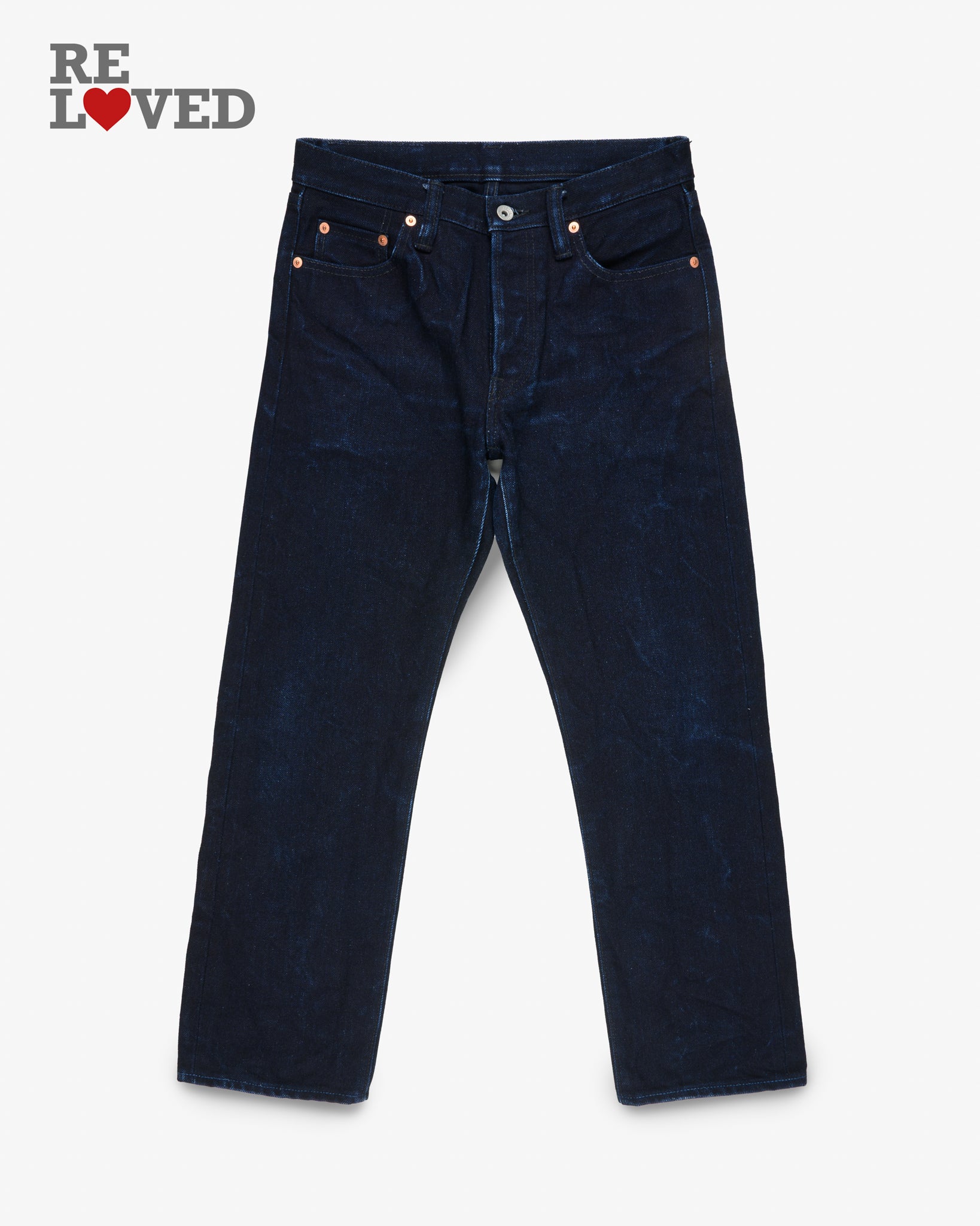 18oz Raw Selvedge Denim Straight Tapered Cut - Indigo/Indigo (IH-633SII) Tag 30, Hemmed to 26.0