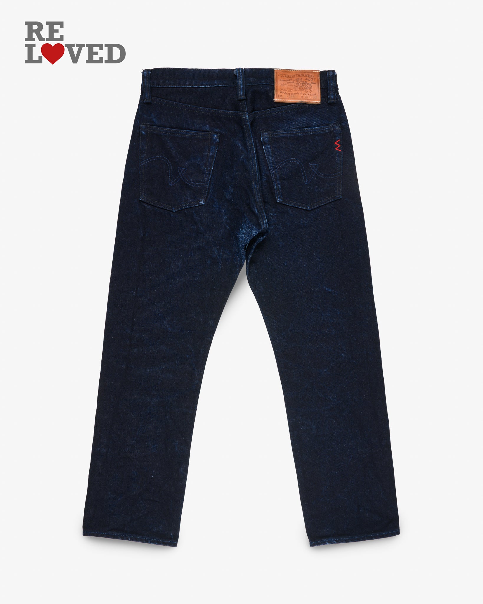 18oz Raw Selvedge Denim Straight Tapered Cut - Indigo/Indigo (IH-633SII) Tag 30, Hemmed to 26.0