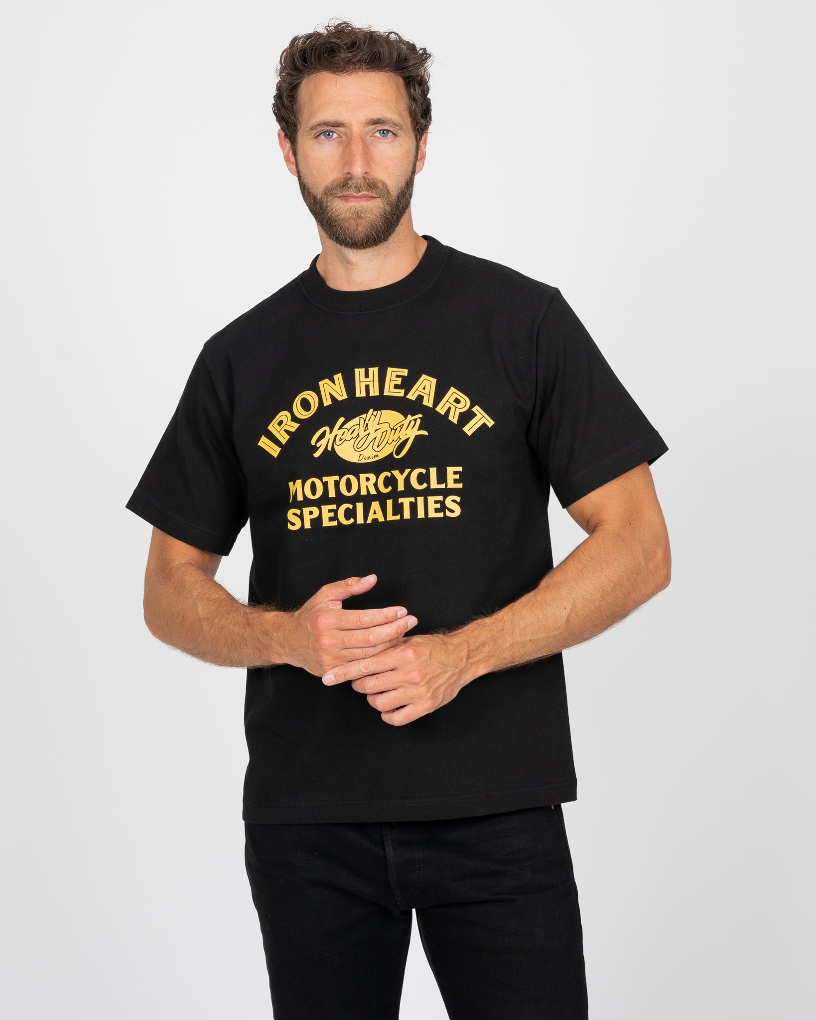 7.5oz Printed Loopwheel Crew Neck T-Shirt - Black