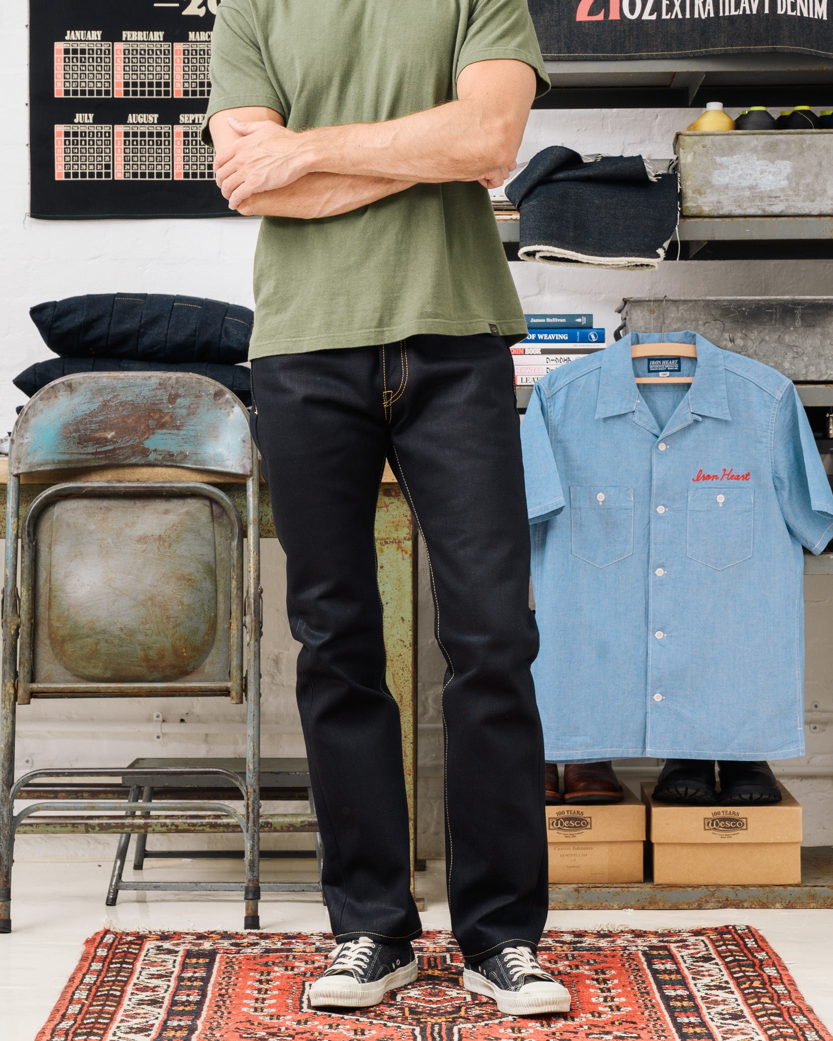 Iron Heart 25oz Selvedge Denim Slim Jeans - Indigo/Black