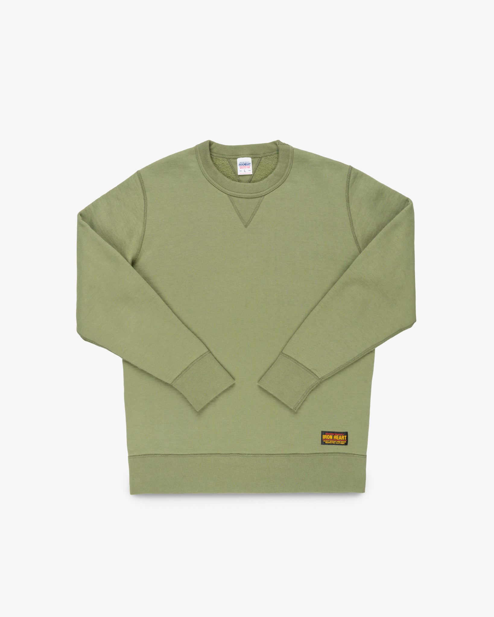 14oz Ultra Heavyweight Loopwheel Cotton Crew Neck Sweat - Olive